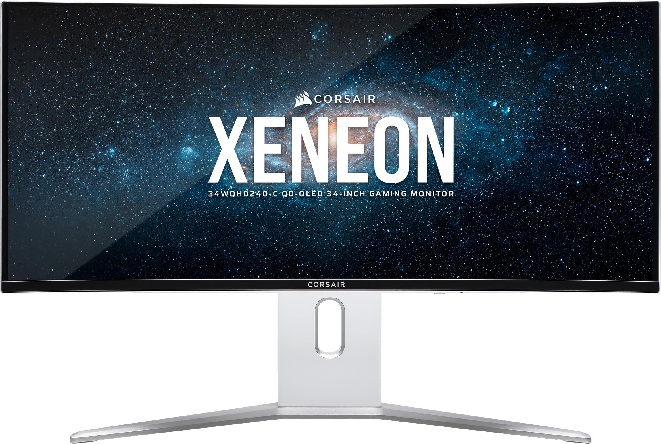 corsair-xeneon-34wqhd240-c-34-pollici-qd-oled-curvo-monitor-gaming-3440-x-1440-240hz-0-03ms-gtg-compatibilita-con-g-sync-freesync-premium-hdr400-hdmi-2-1-displayport-1-4-usb-c-bianco