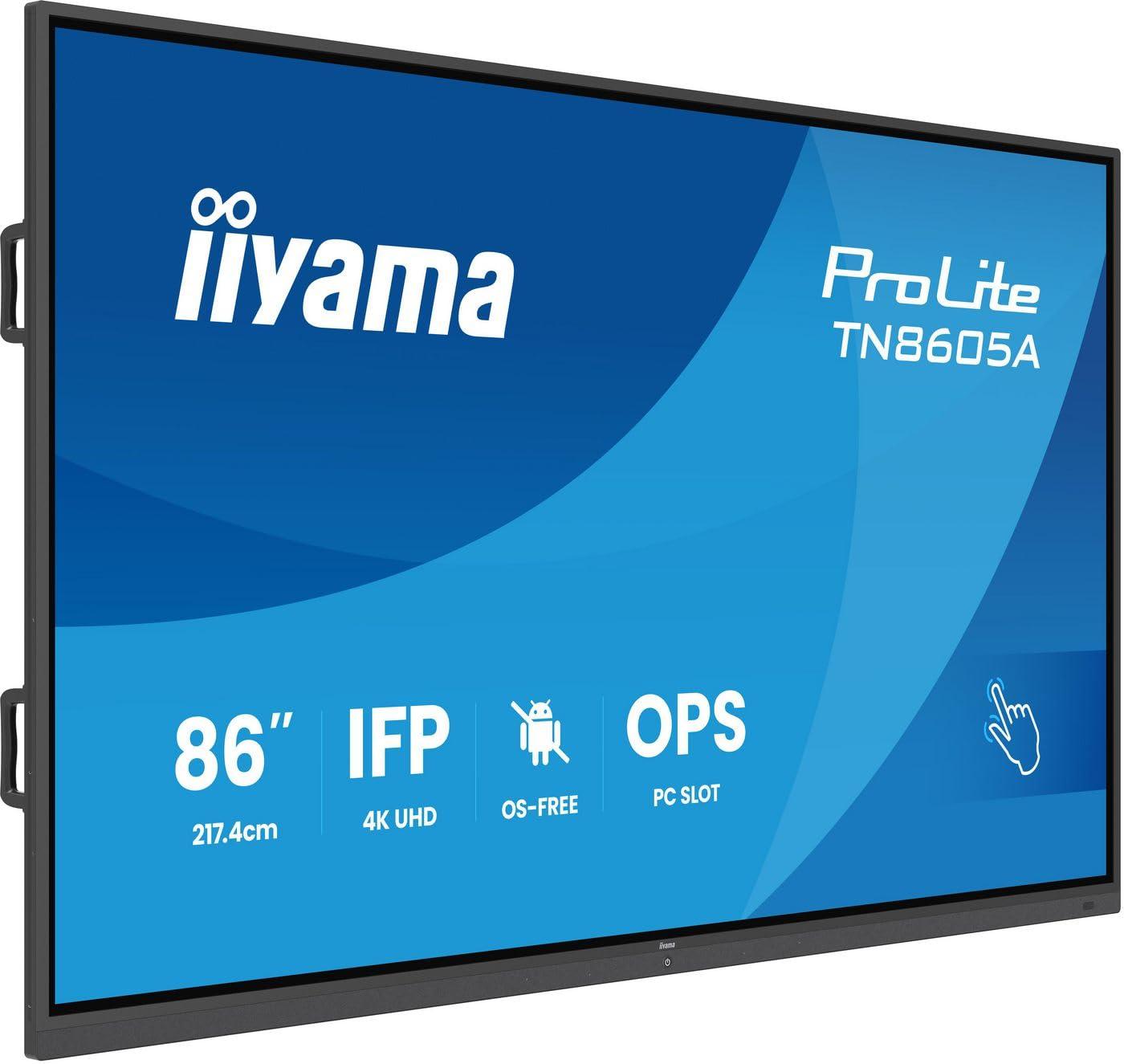 iiyama-prolite-tn8605a-b1ag-touch-screen-led-ips-217-4-cm-85-6-4k-uhd-40-punti-touch-deepcontrast-ir-vga-hdmi-cec-arc-dp-usb-c-65-w-dp-alt-usb2-0-3-0-rs-232c-rj45-ops-os-free-pip-pbp