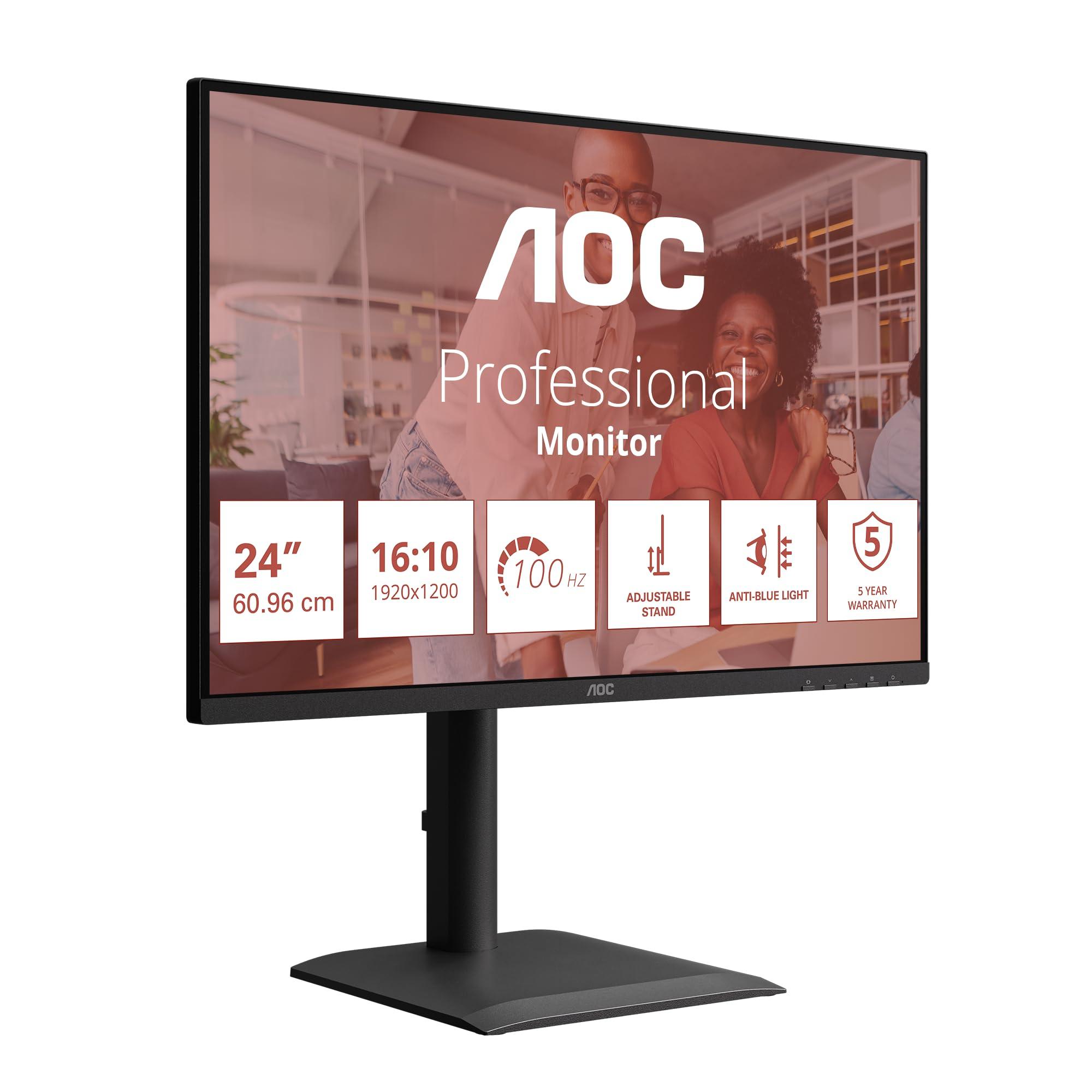aoc-monitor-x24e4u-da-24-pollici-wuxga-100-hz-pannello-ips-gtg-4-ms-sincronizzazione-adattiva-modalita-hdr-regolazione-dell-altezza-altoparlanti-1920-x-1200-hdmi-1x-1-4-dp-1x1-4-hub-usb-nero