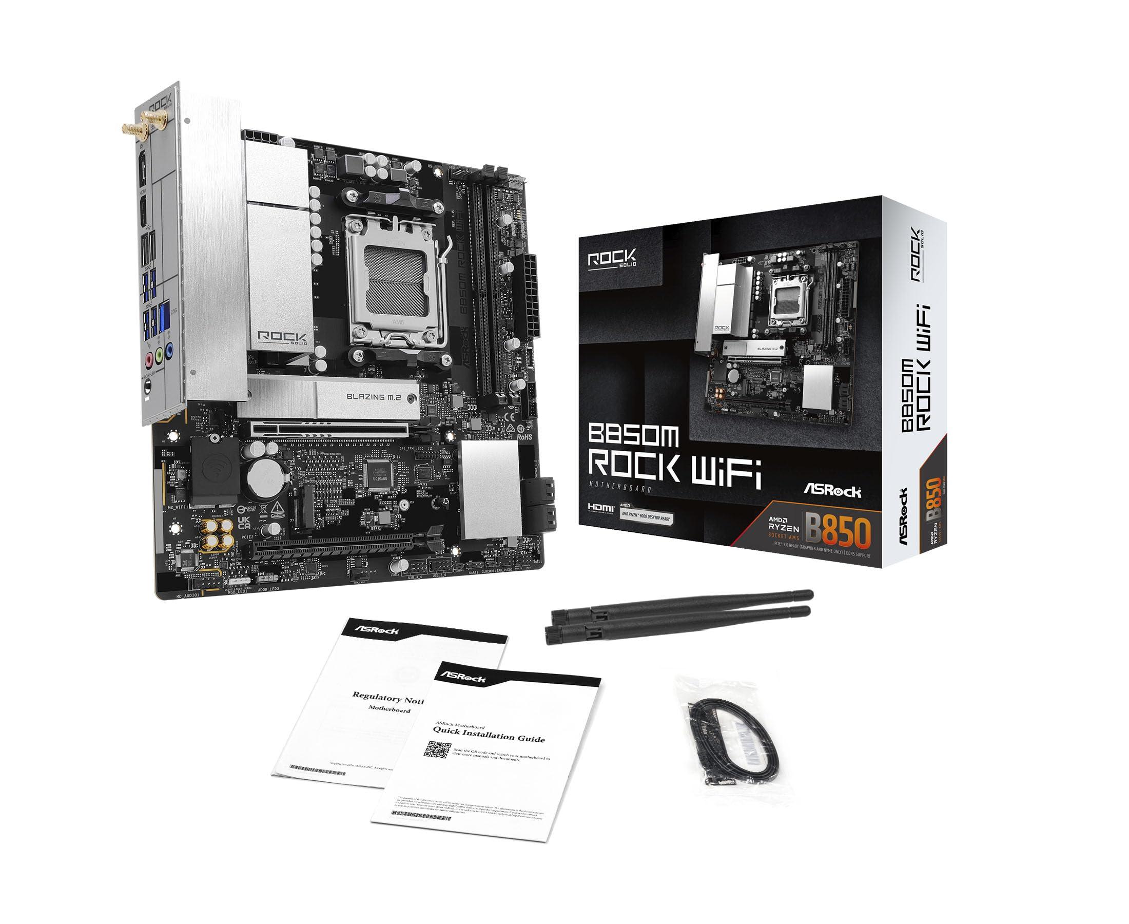 asrock-b850m-rock-wifi-motherboard-micro-atx-socket-am5-amd-b850-chipsatz-usb-c-3-2-gen-1-usb-3-2-gen-1-2-5-gigabit-lan-bluetooth-wi-fi-6e-onboard-grafik-cpu-erforderlich