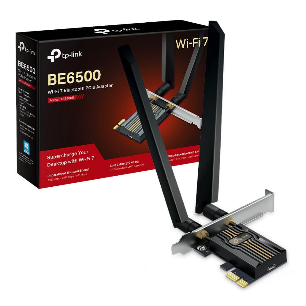 tp-link-archer-tbe400e-pcie-scheda-wifi-be6500mbps-wifi-7-scheda-bluetooth-5-4-wpa3-mu-mimo-ofdma-scheda-wifi-pc-fisso-supporta-windows-11