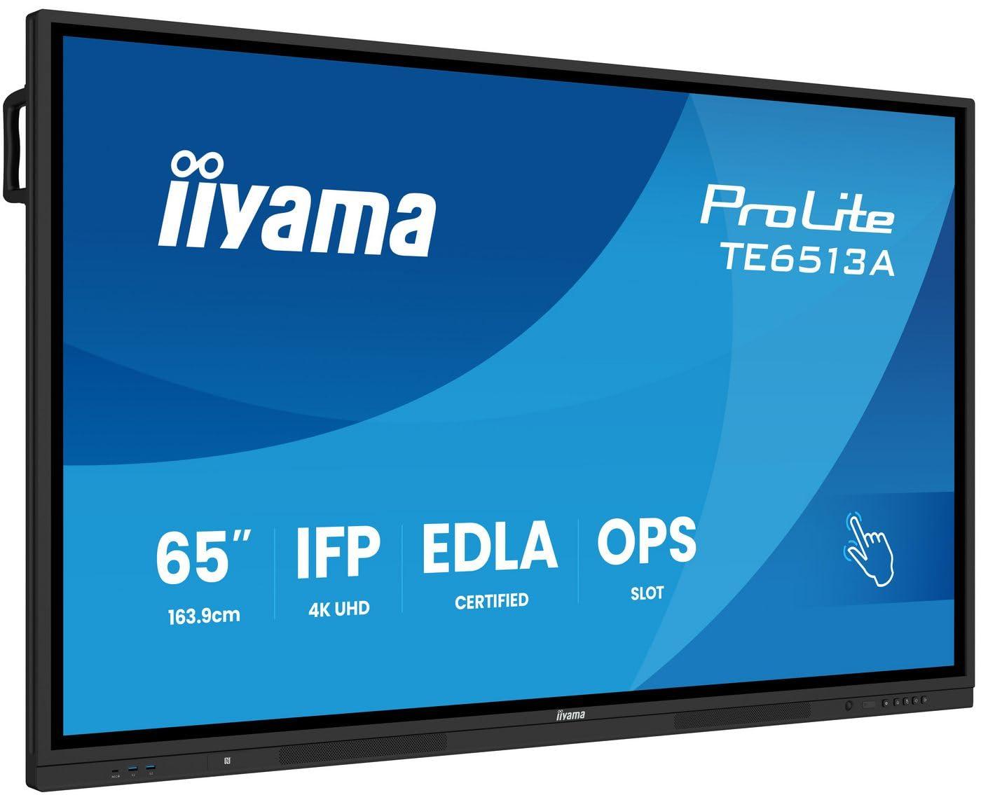 iiyama-prolite-te6513a-b2ag-display-interattivo-ips-led-da-163-9-cm-65-4-k-uhd-40-punti-touch-puretouch-ir-hdmi-dp-usb-c-dp-alt-usb2-0-3-2-rj45-wifi-ops-android-14-google-edla-pir-nfc-antiglare