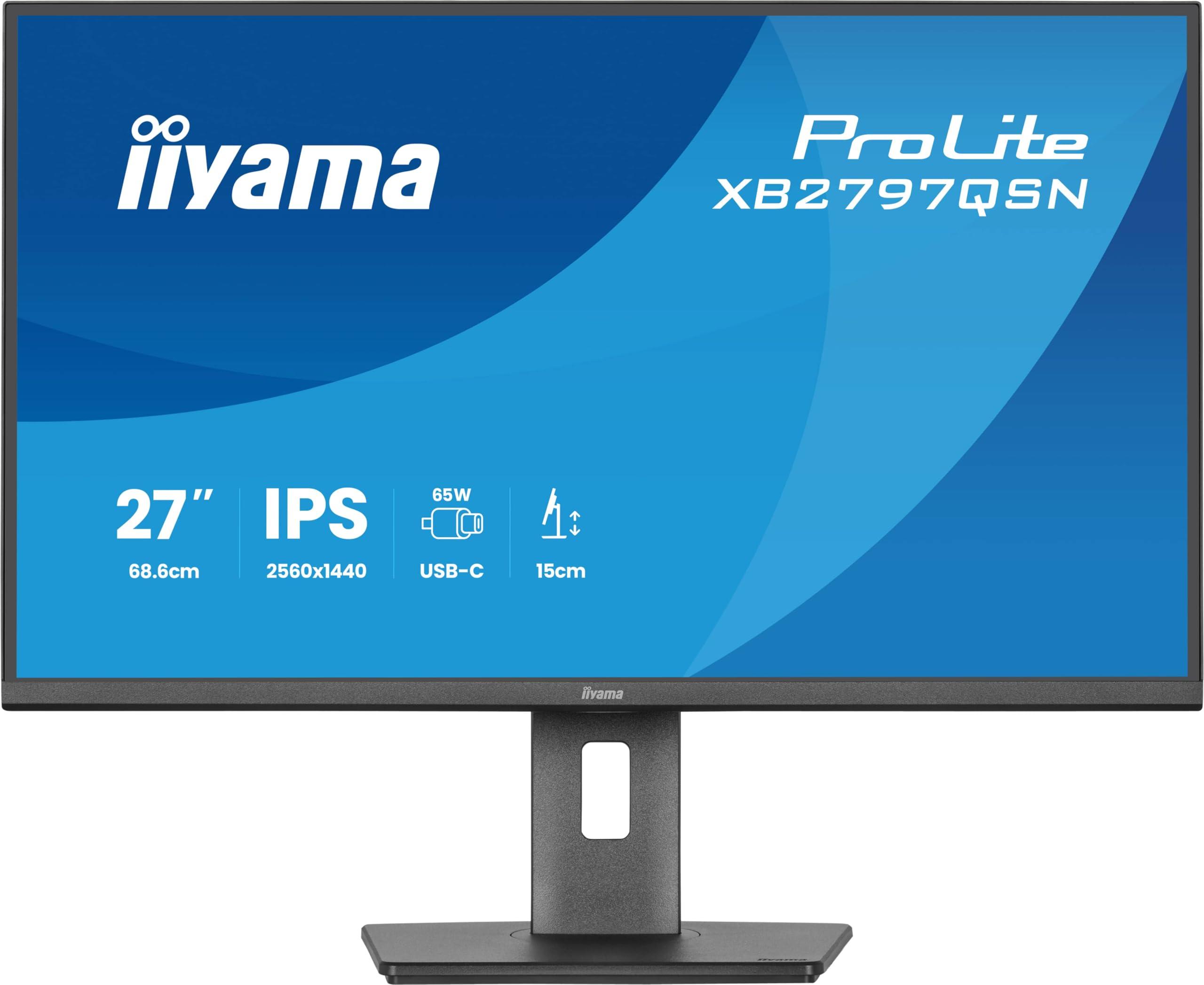 iiyama-prolite-xb2797qsn-b1-monitor-led-ips-68-5-cm-27-wqhd-hdmi-dp-in-out-daisychain-usb-c-dock-65-w-rj45-usb3-2-usb-c-slim-line-regolazione-altezza-pivot-adaptivesync-colore-nero