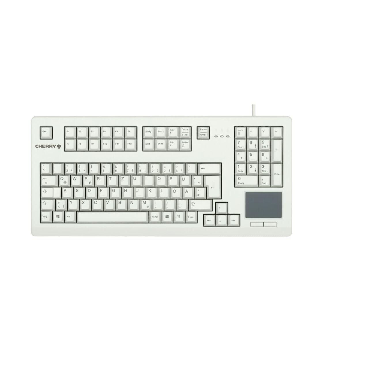 cherry-g80-11900-tastiera-meccanica-con-tastierino-numerico-touchpad-e-2-tasti-del-mouse-layout-eu-qwerty-usb-a-interruttori-mx-black-grigio-chiaro