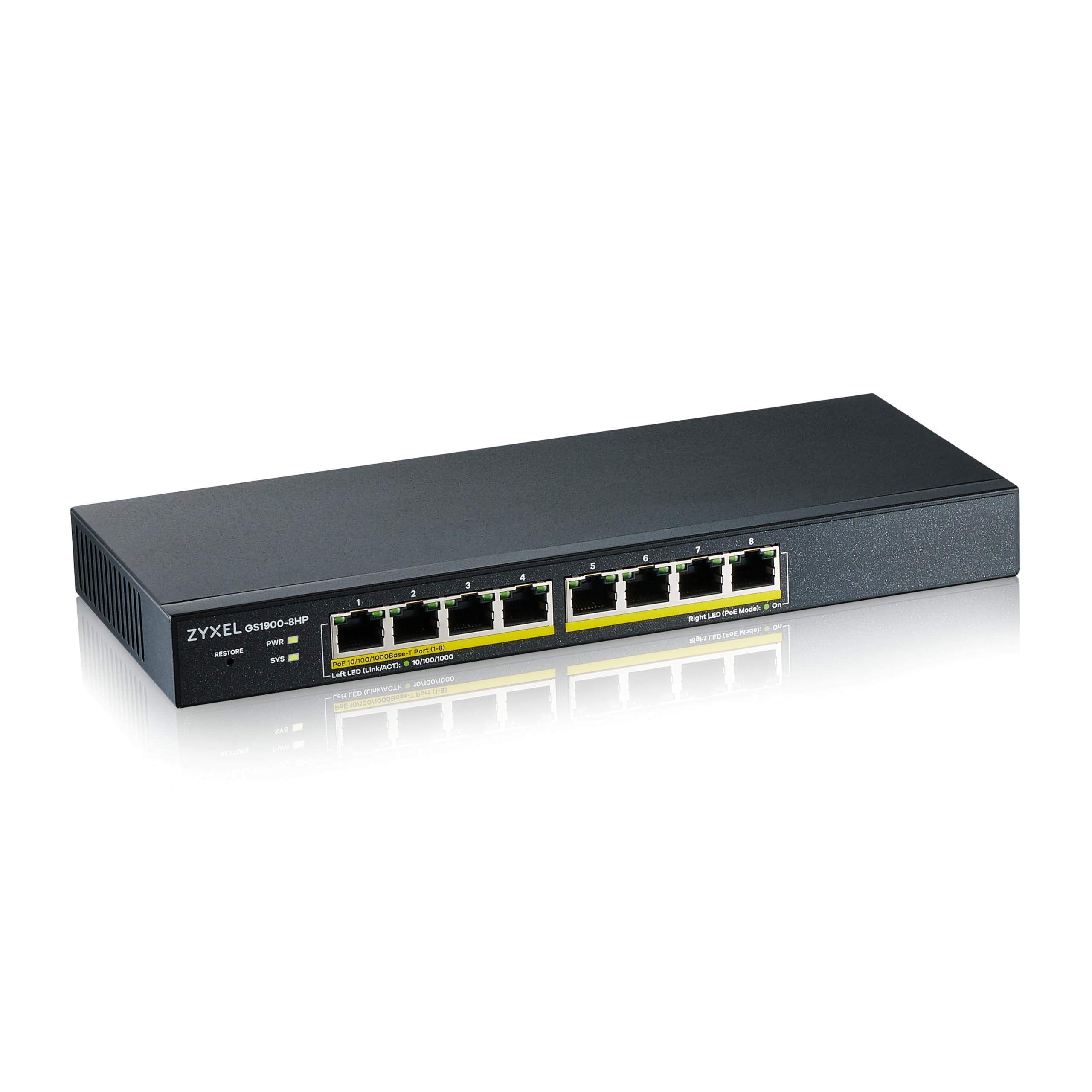 zyxel-switch-poe-gigabit-a-8-porte-smart-managed-desktop-wallmount-e-fanless-8-porte-poe-con-budget-di-70-watt-vlan-igmp-qos-garanzia-a-vita-gs1900-8hp
