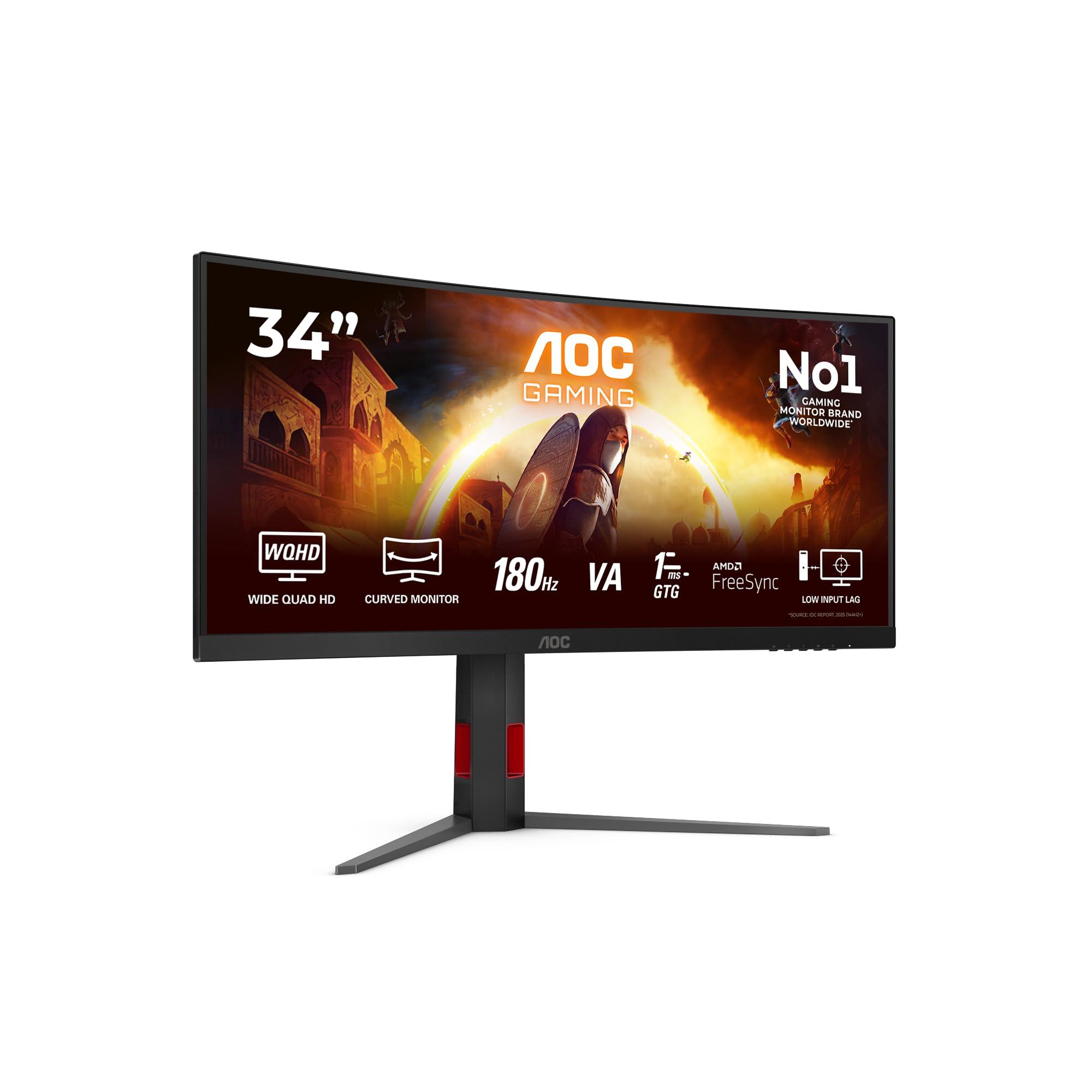 aoc-gaming-monitor-cu34g4-34-pollici-curvo-3440x1440-uw-qhd-180hz-fast-va-panel-0-5ms-mprt-hdmi2x-2-0-dp-1x-1-4-adaptive-sync-hdr10-freesync-premium-nero