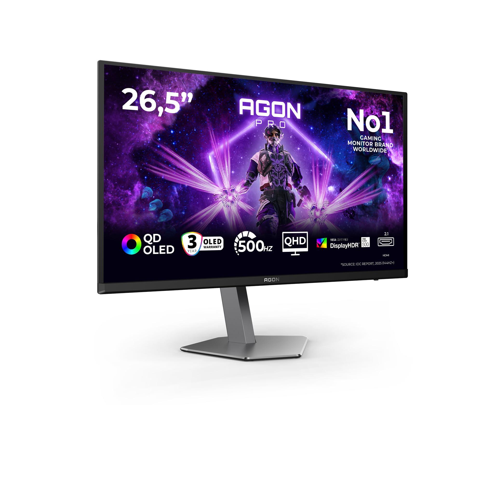 aoc-monitor-ag276qkd2-26-5-pollici-2560x1440-wqhd-500hz-qd-oled-panel-0-03ms-gtg-usb-hub-speakers-height-adjustment-hdmi2x-2-1-dp-1x-2-1-adaptive-sync-hdr500-trueblack-g-sync-comp-nero