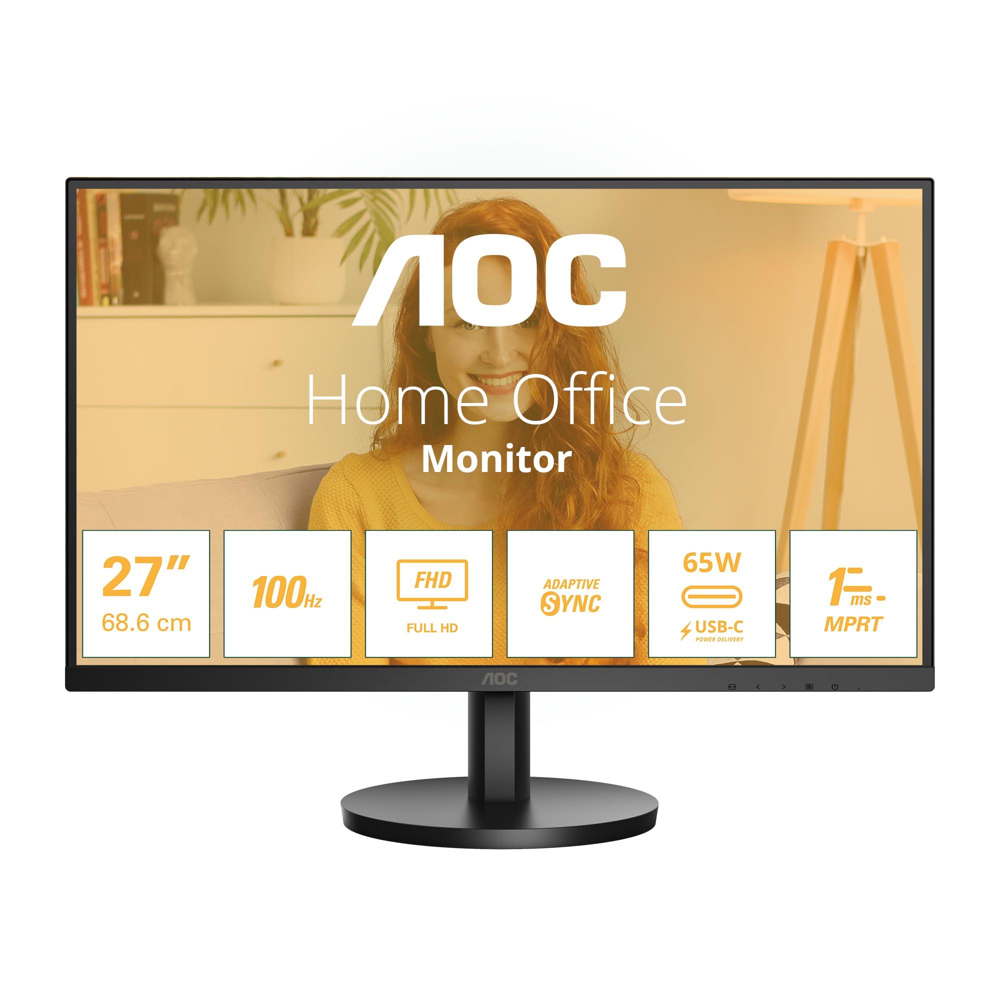 aoc-27b3ca2-monitor-full-hd-27-pollici-altoparlante-integrato-1920x1080-100-hz-hdmi-usb-c-65-w-power-delivery-hub-usb-nero