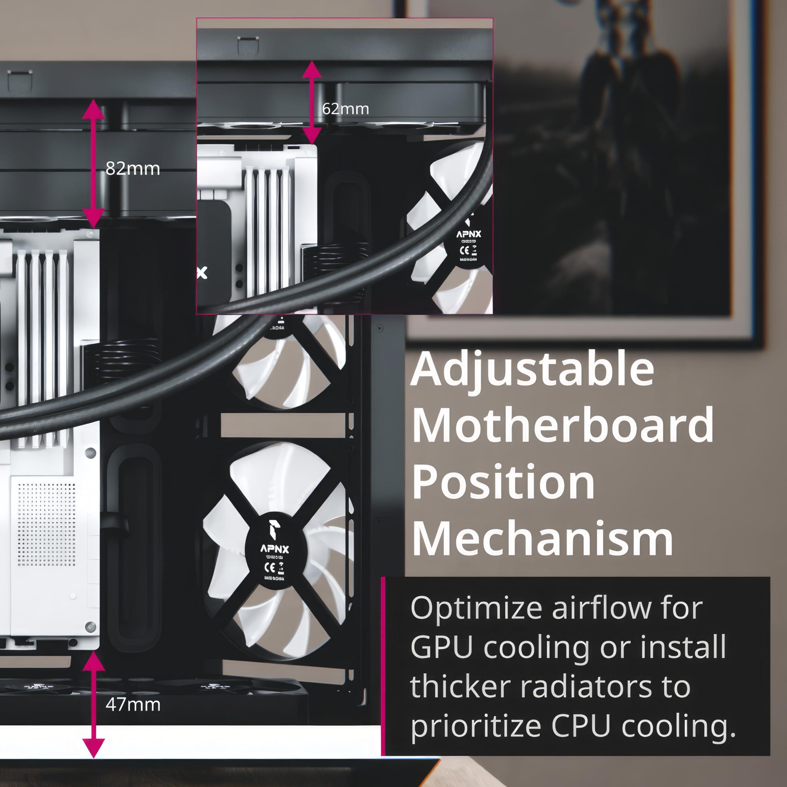 apnx-v1-custodia-per-pc-dual-chamber-atx-mid-tower-airflow-pannelli-panoramici-in-vetro-10-slot-per-ventola-supporto-radiatore-360-mm-ingresso-angolare-16-cm-x-2-staffe-della-ventola-montaggio