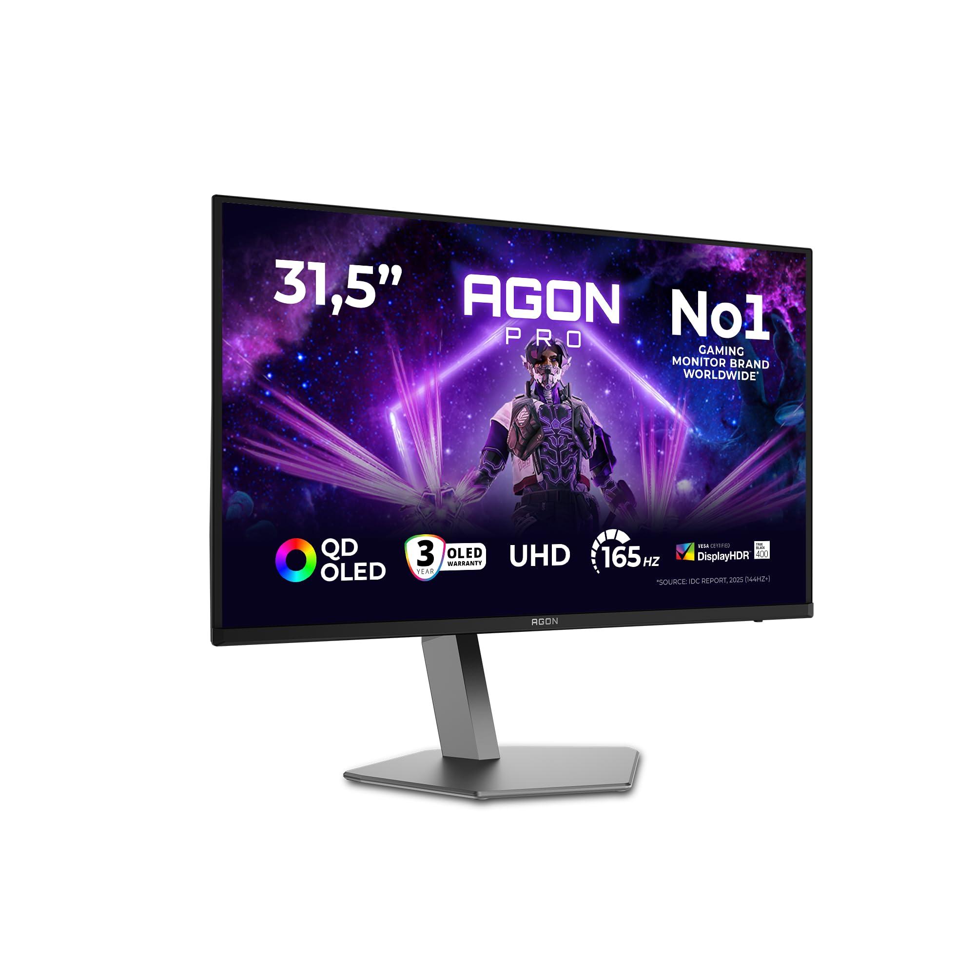 aoc-monitor-ag326ud-31-5-pollici-3840x2160-uhd-165hz-qd-oled-panel-0-03ms-gtg-usb-hub-speakers-height-adjustment-hdmi2x-2-1-dp-1x-1-4-adaptive-sync-hdr400-trueblack-g-sync-compatible-nero