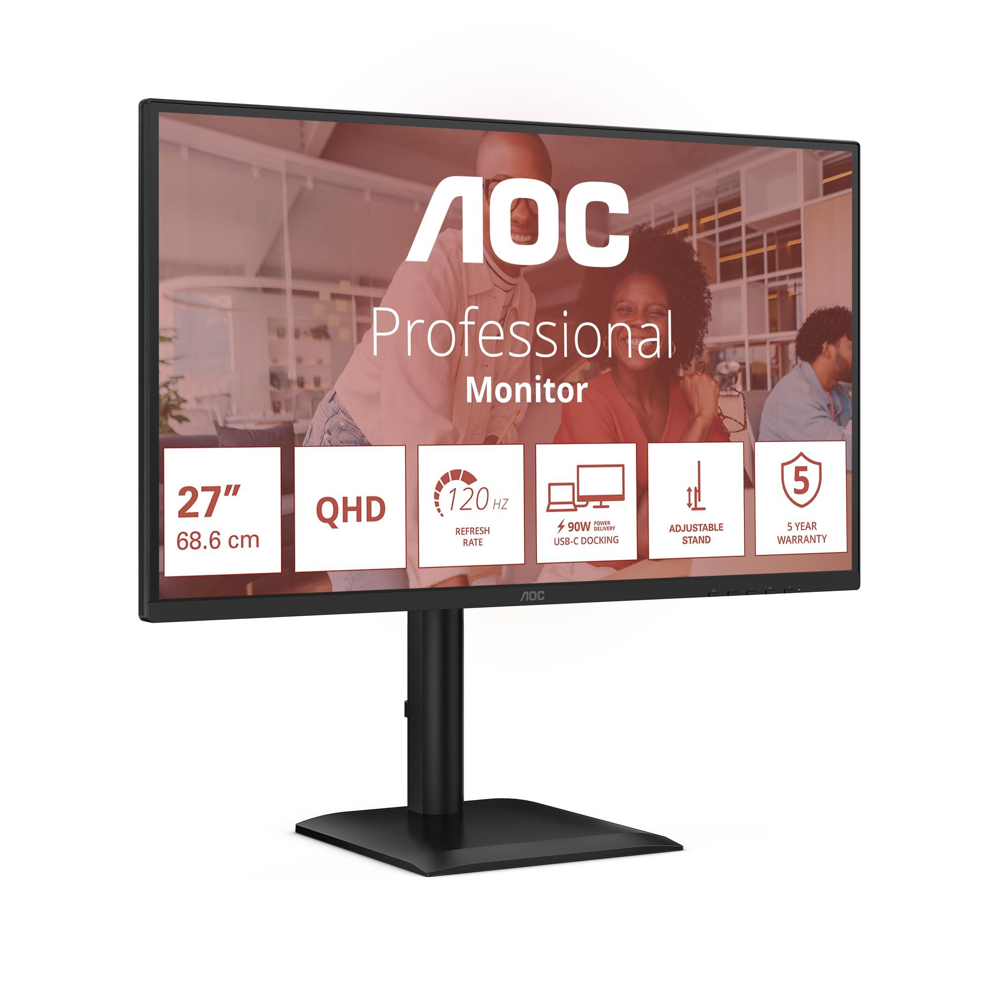 aoc-monitor-q27e4cv-da-27-pollici-qhd-monitor-120-hz-ips-4-ms-mprt-adaptive-sync-modalita-hdr-regolazione-dell-altezza-altoparlante-2560-x-1440-hdmi-1x-2-0-dp-1x-1-4-hub-usb-nero