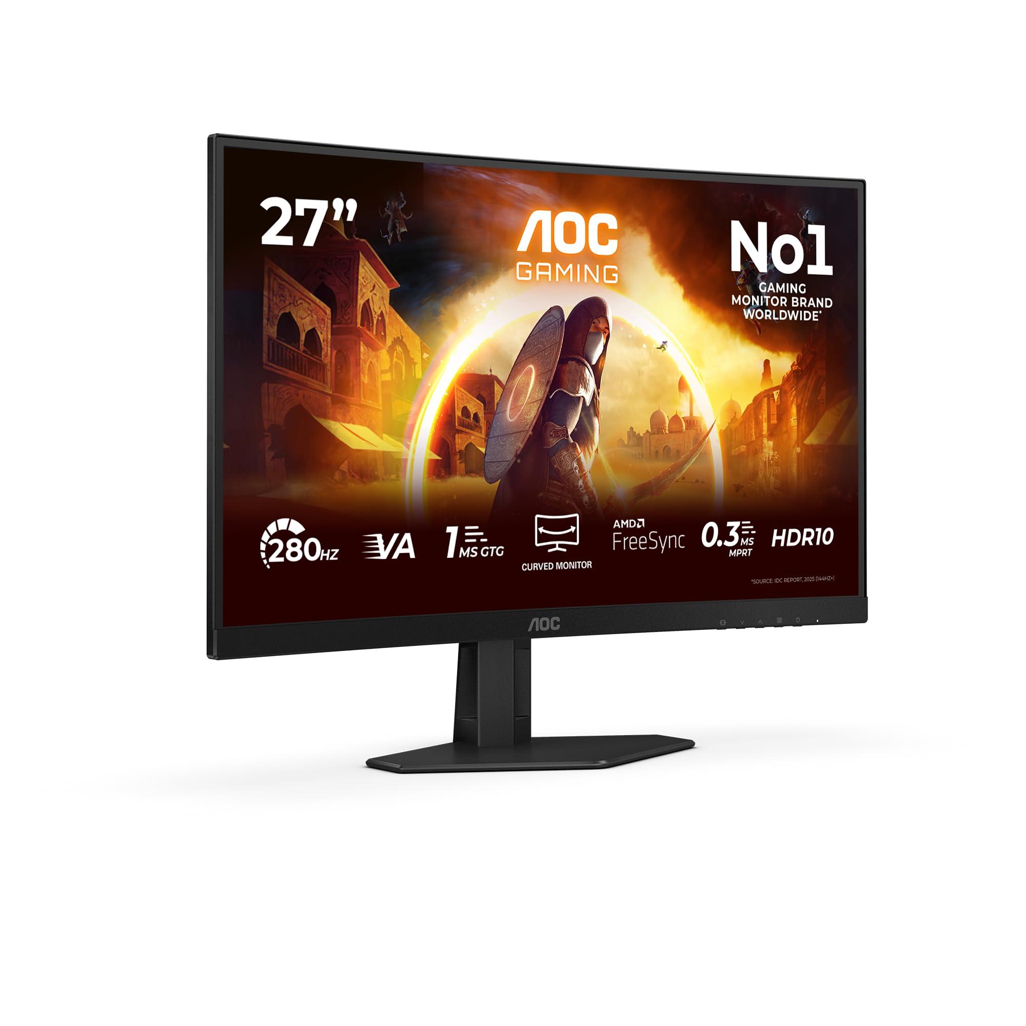 aoc-gaming-monitor-c27g4zxe-27-pollici-curvo-1920x1080-fhd-280hz-fast-va-panel-0-3ms-mprt-hdmi2x-2-0-dp-1x-1-4-adaptive-sync-hdr10-freesync-premium-nero