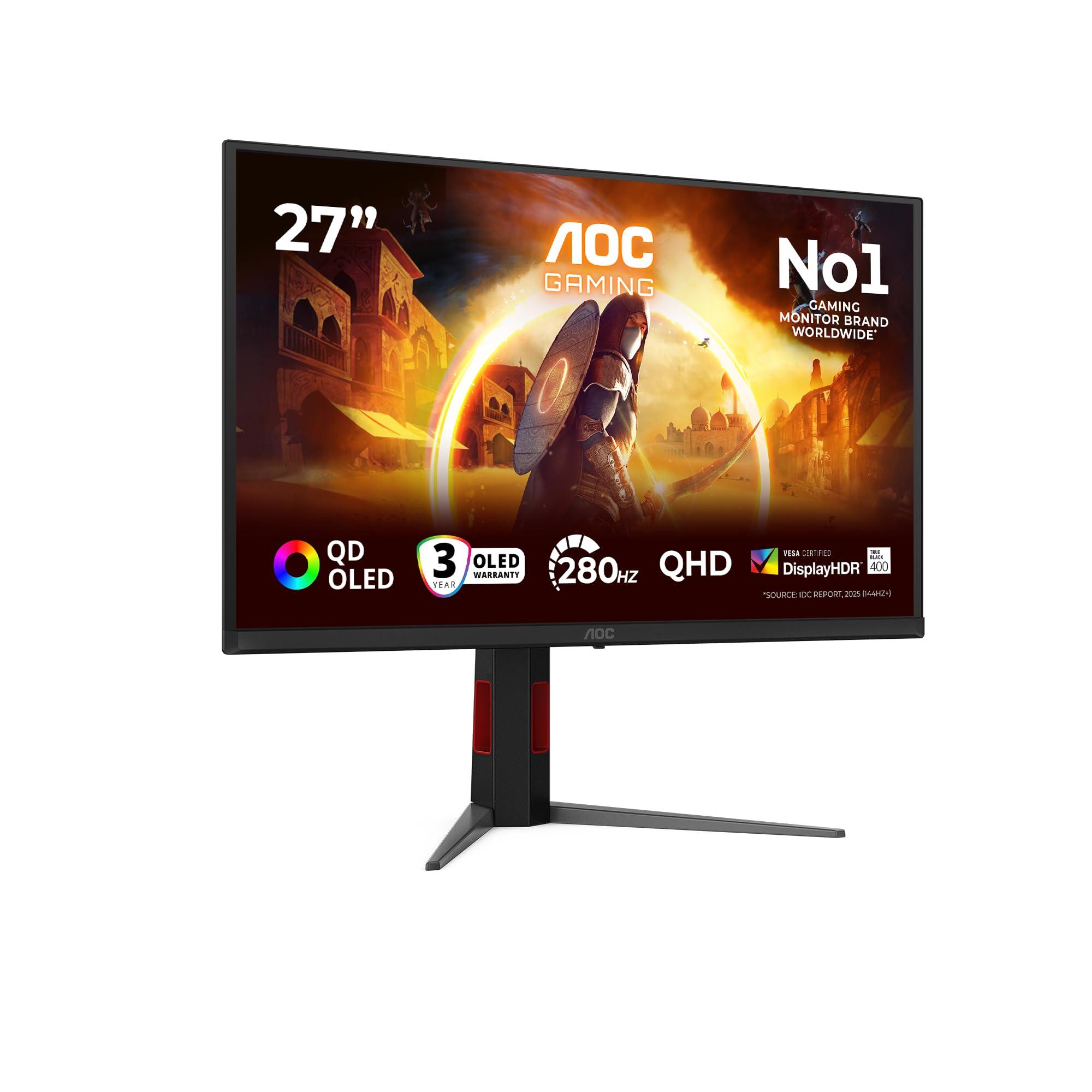 aoc-monitor-q27g4zd-27-pollici-2560x1440-wqhd-280hz-qd-oled-panel-0-03ms-gtg-usb-hub-height-adjustment-hdmi2x-2-1-dp-1x-1-4-adaptive-sync-hdr400-trueblack-g-sync-compatible-nero