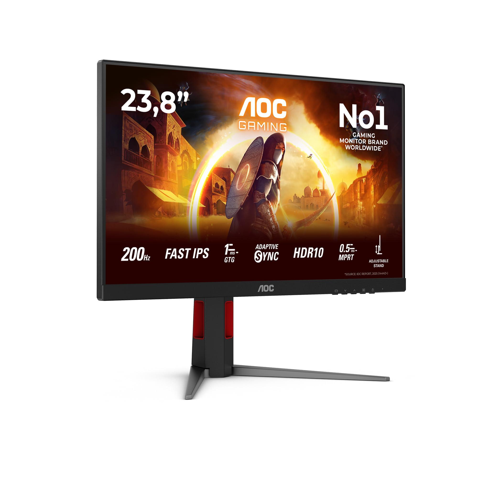 aoc-gaming-monitor-24g4ha-23-8-pollici-1920x1080-fhd-200hz-fast-ips-panel-0-5ms-mprt-speakers-height-adjustment-hdmi2x-2-0-dp-1x-1-4-adaptive-sync-hdr10-g-sync-compatible-nero