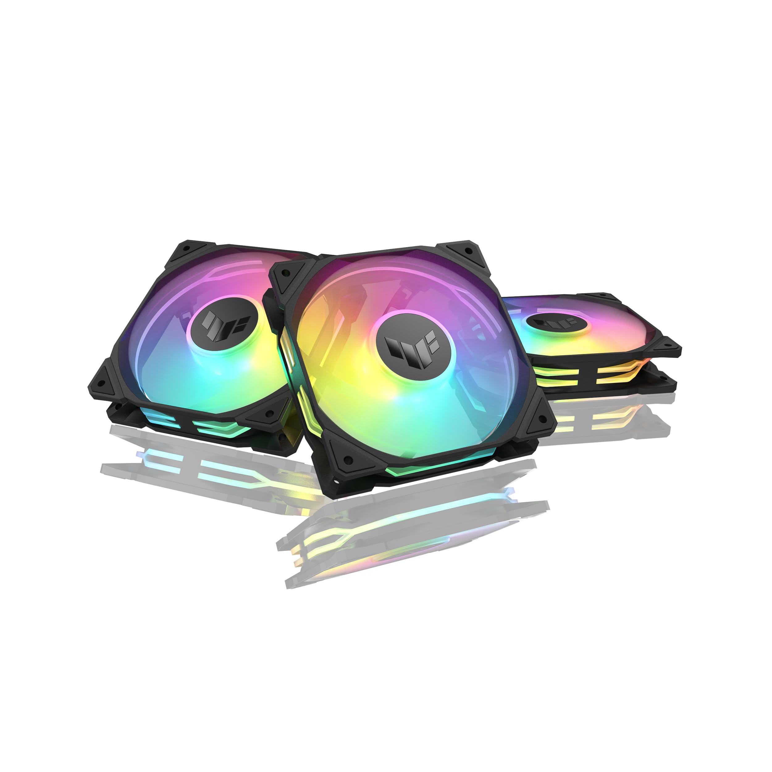 asus-tuf-gaming-tr120-fan-argb-reverse-black-3-in-1-ventole-case-a-pale-invertite-spessore-28-mm-pressione-statica-3-3-mm-h2o-con-flusso-d-aria-elevato-design-doppio-strato-16-led-rgb-3-pezzi-nero