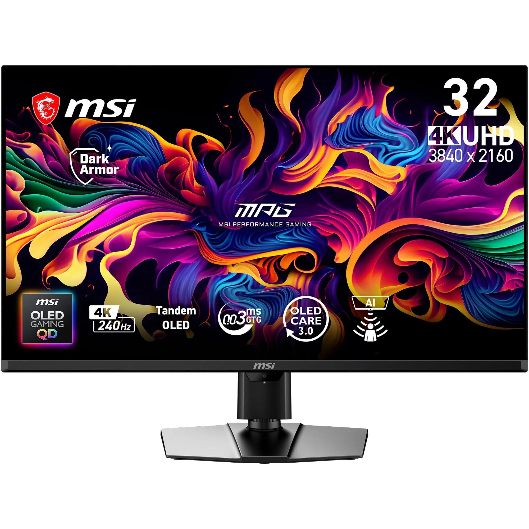 msi-mpg-322ur-qd-oled-x24-32-monitor-uhd-4k-3840-2160-pannello-qd-oled-tandem-240-hz-0-03-ms-darkarmor-film-uniform-luminance-ai-care-sensor-hdmi-2-1-displayport-2-1a-usb-c-98w-pd-suppo