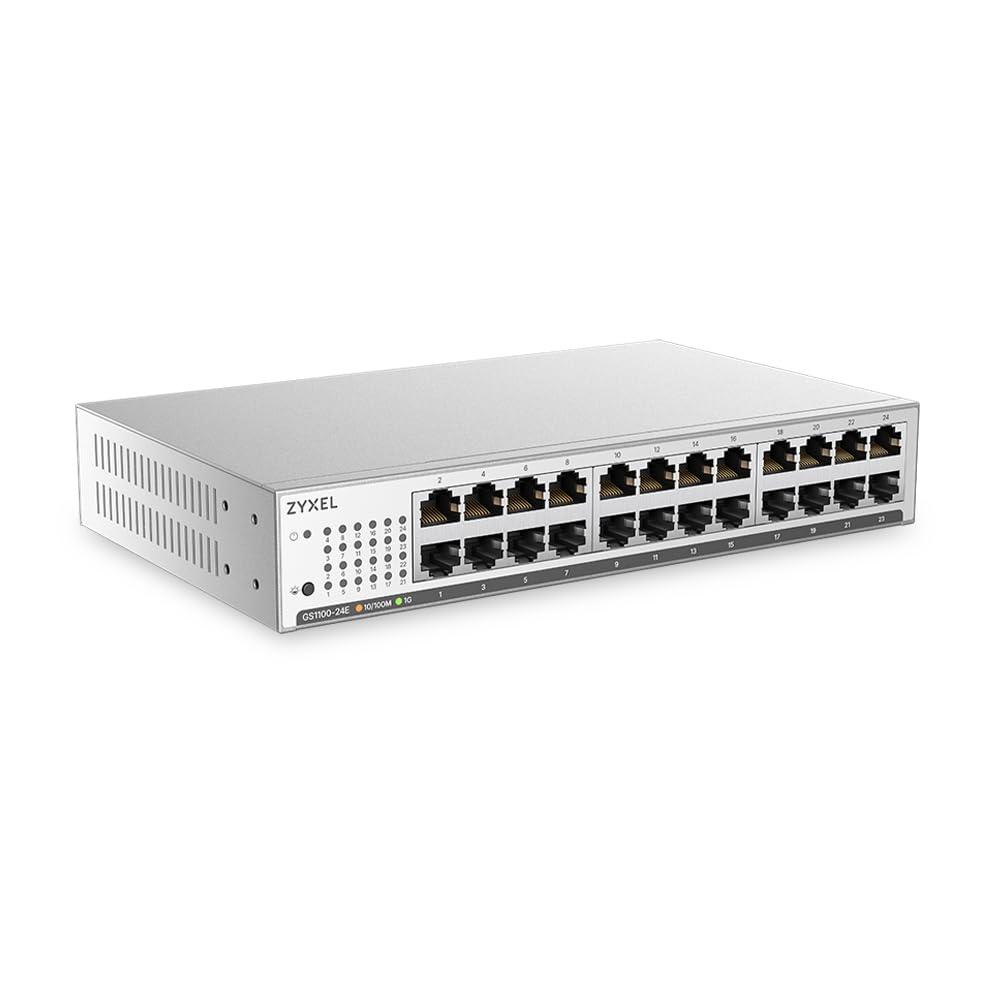 zyxel-switch-di-rete-24-porte-gigabit-unmanaged-plus-slim-24x-gbe-ports-vlan-loop-prevention-montaggio-su-desktop-a-parete-o-a-rack-gs1100-24e