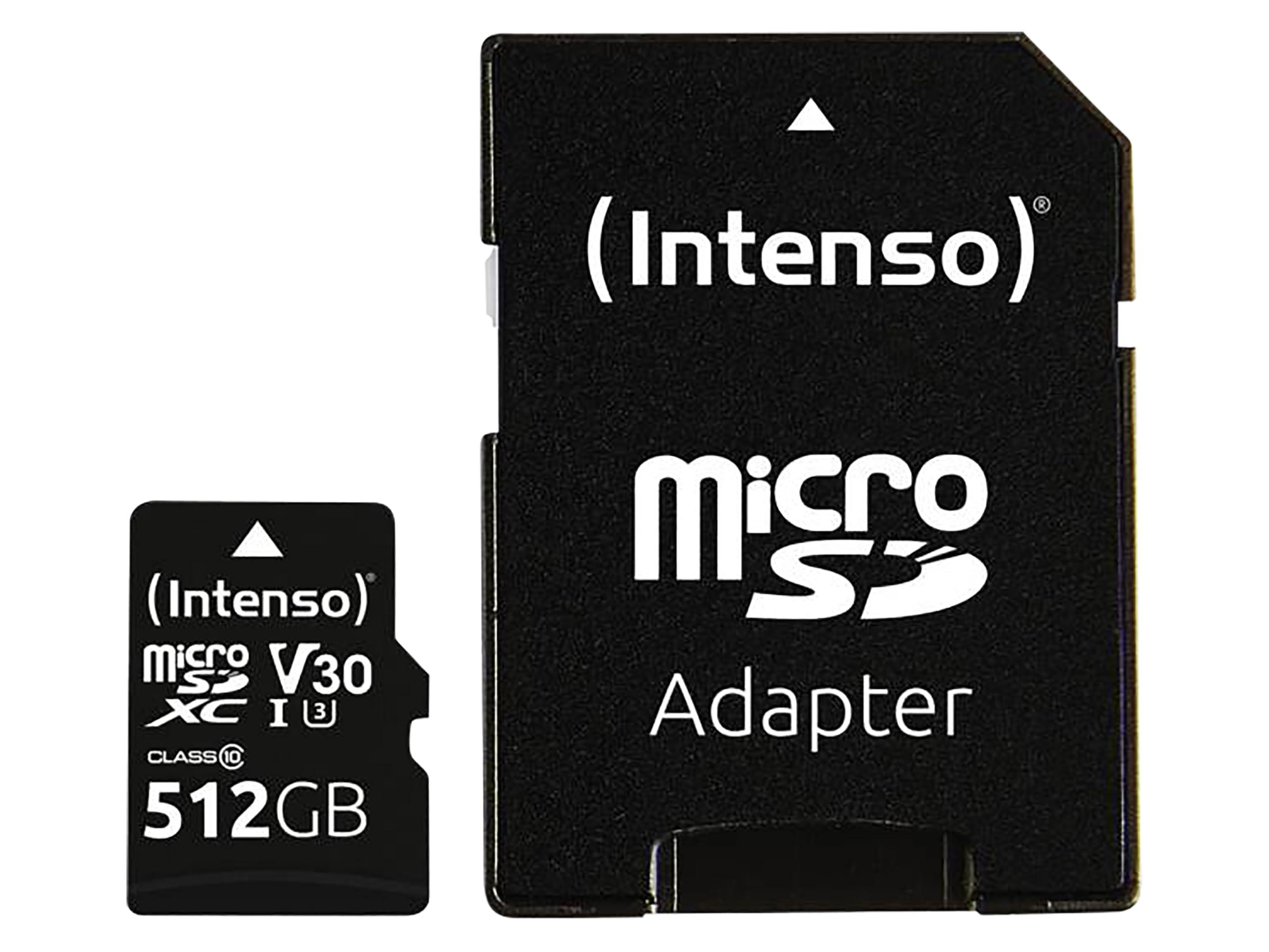 intenso-professional-microsdhc-512gb-class-10-uhs-i-u3-v30-scheda-di-memoria-con-adattatore-sd-per-registrazioni-4k-gopro-insta-360-dji-osmo-steam-deck-drone-action-camera-nero