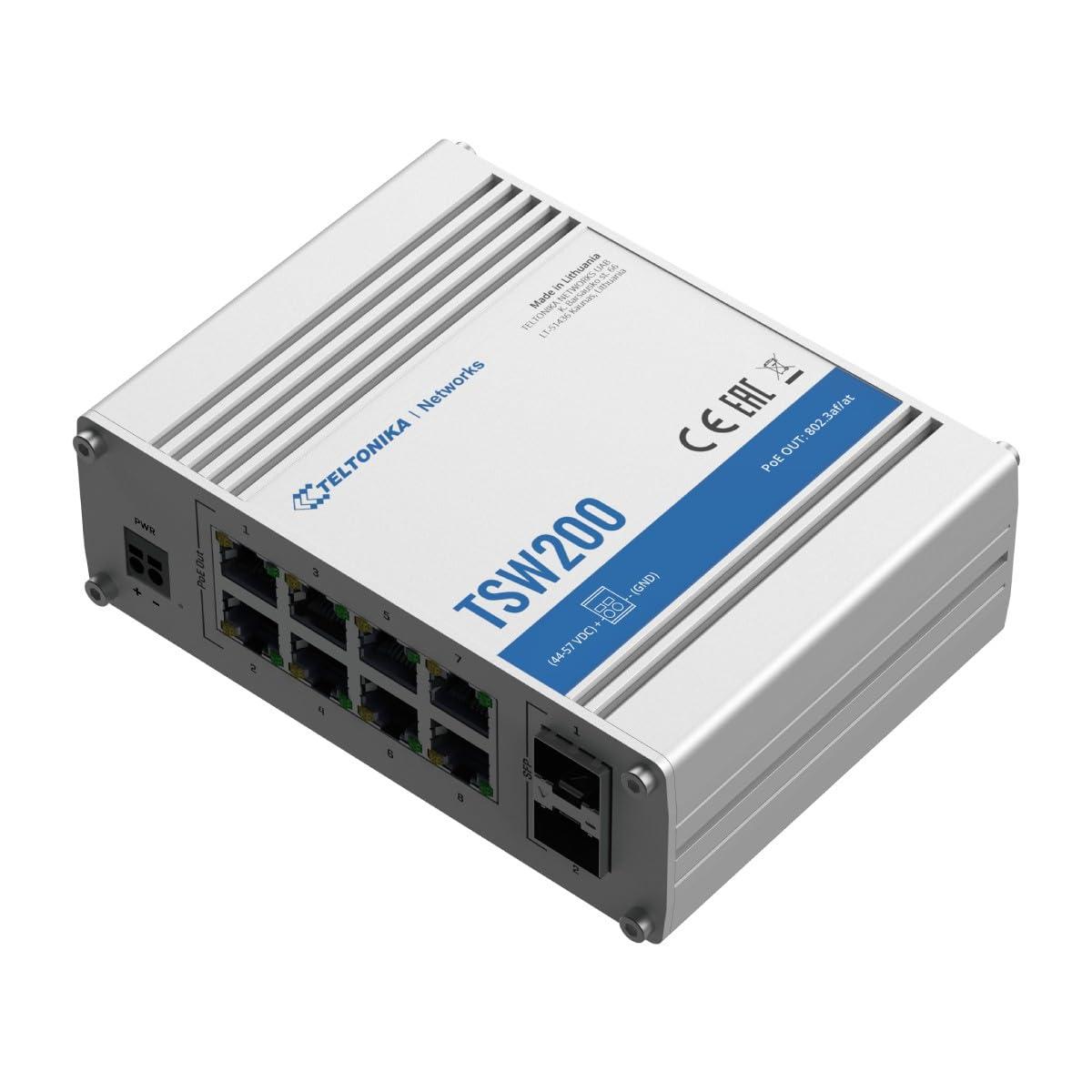 switch-industriale-teltonika-tsw200-unmanaged-8x-rj45-gigabit-poe-2x-sfp-gigabit