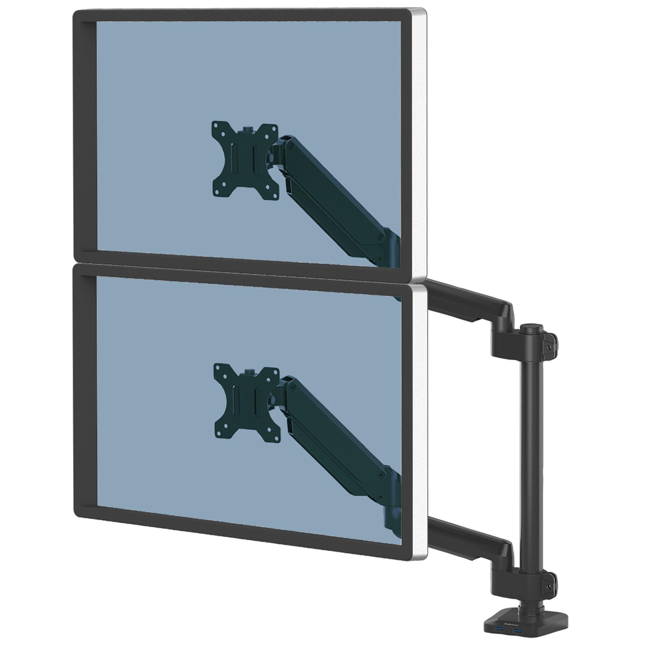 fellowes-braccio-monitor-doppio-platinum-series-impilamento-verticale-con-funzioni-di-oscillazione-orizzontale-inclinazione-rotazione-2-porte-usb-dimensioni-massime-monitor-27-10-kg-nero