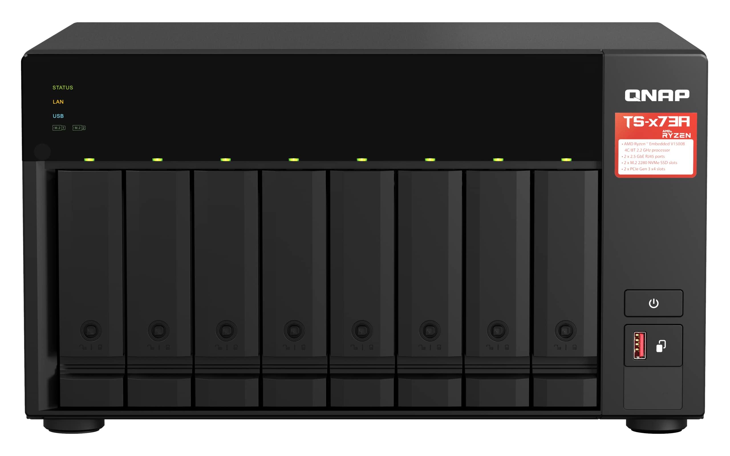 qnap-8-bay-nas-amd-ryzen-v1000-series-v1500b-4c-8t-2-2ghz-8gb-ddr4-ram-2-x-sodimm-slots-max-64gb-optional-ecc-ram-support-8x-sata-6gb-s-bays