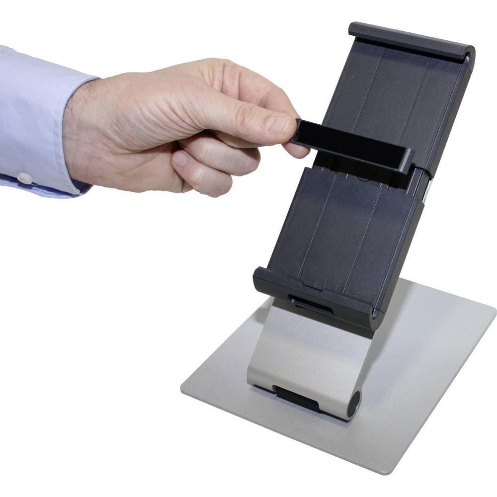 durable-893023-tablet-holder-table-porta-tablet-da-tavolo-braccio-inclinabile-slot-per-aggancio-cavo-antitaccheggio-155x242x183-mm-argento