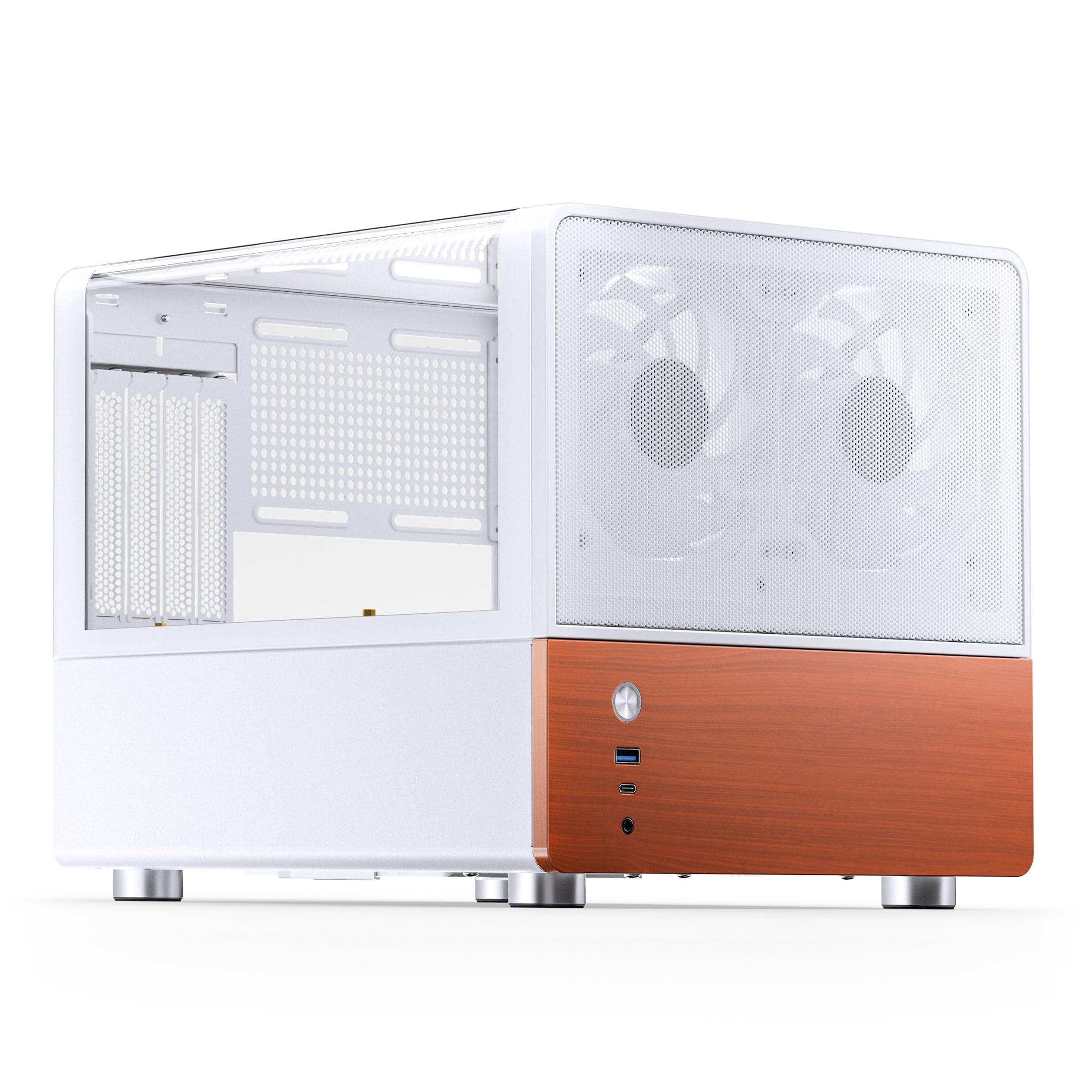jonsbo-v12-mini-tower-case-pc-bianco-micro-atx-vetro-temperato-e-frontale-in-legno-compatto-2-ventole-da-120-mm-preinstallate