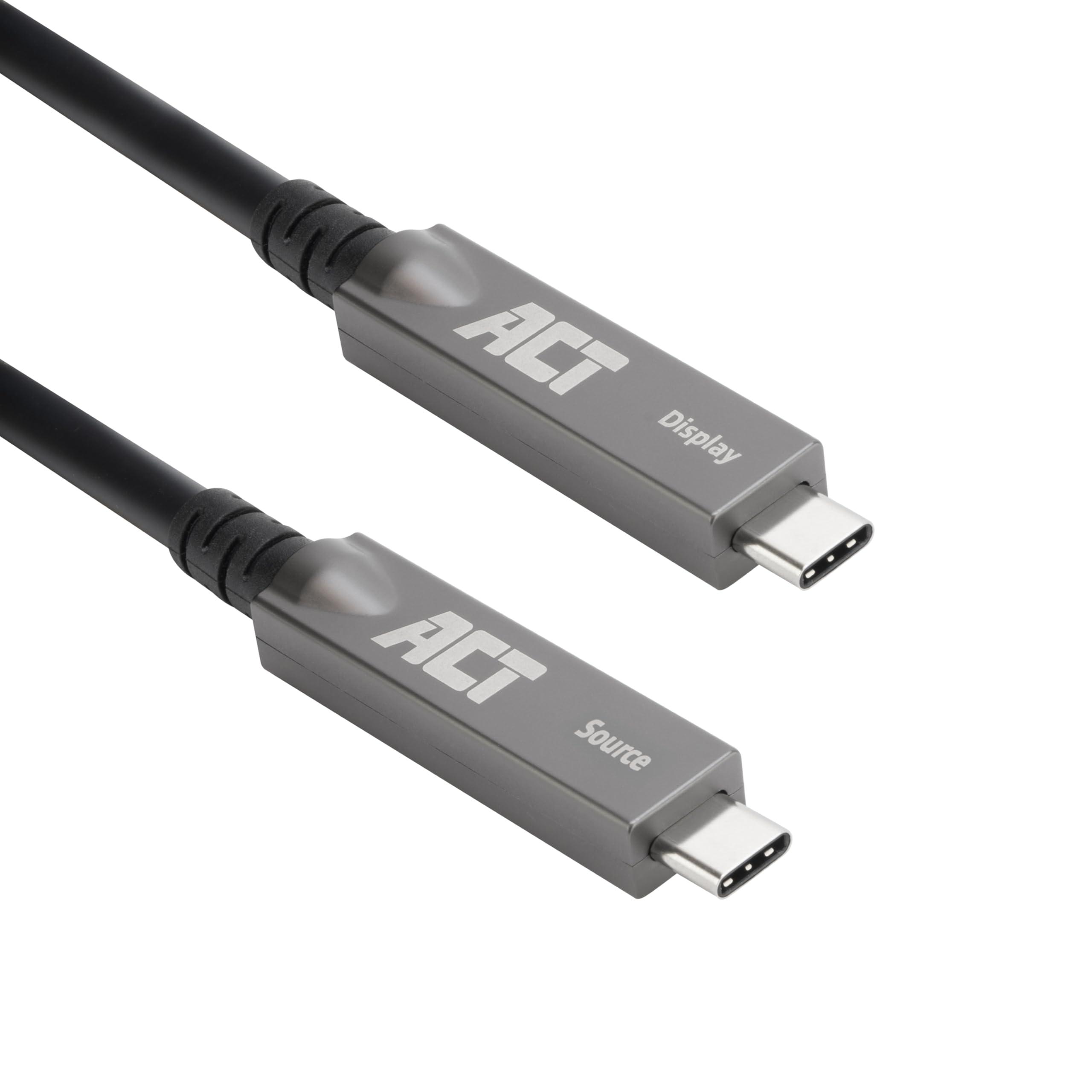 act-usb-c-active-optical-cable-aoc-3-m-cavo-video-usb-c-usb-3-2-gen2-10-gbps-ad-alta-velocita-cavo-ottico-usb-c-in-fibra-ottica-attivo-per-pannelli-touch-videoconferenza-ak4323