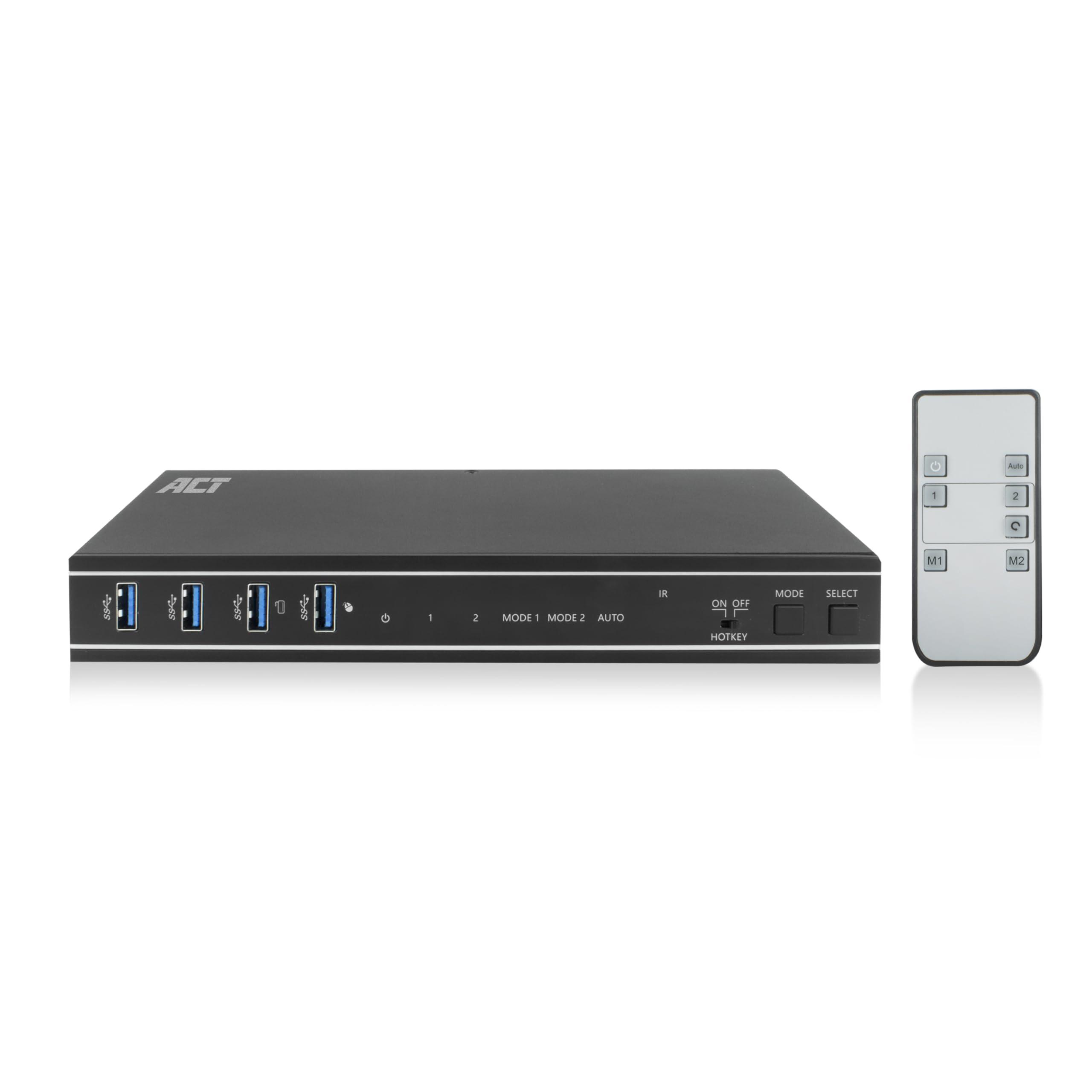 act-kvm-switch-2-pc-2-monitor-4k-60hz-interruttore-hdmi-4-porte-usb-3-0-hdcp-2-3-con-cavo-hdmi-e-usb-telecomando-staffa-di-montaggio-ufficio-ac7914
