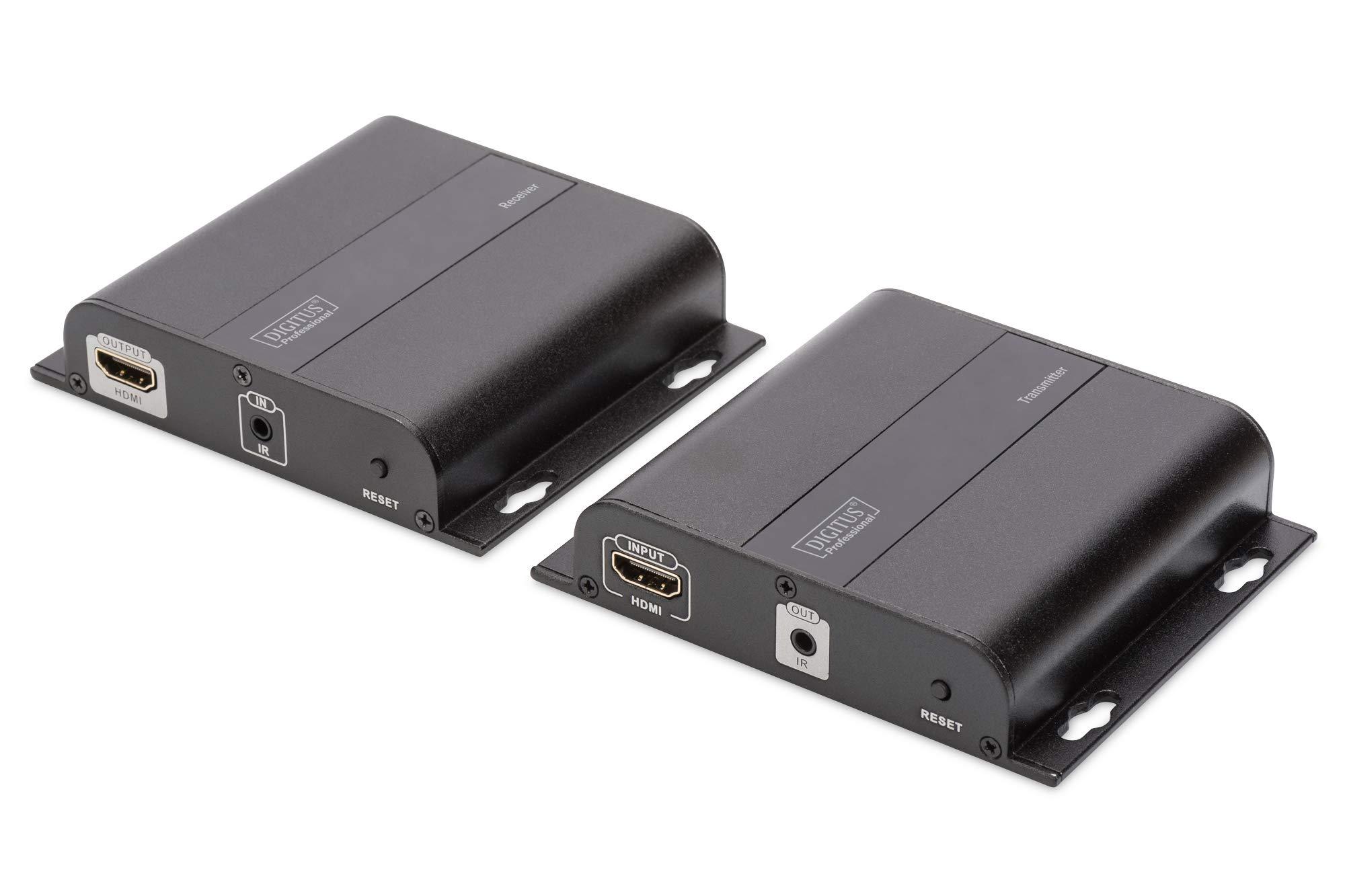 digitus-ds-55122-estensore-hdmi-splitter-hdmi-uhd-4k-30-hz-120-m-via-cavo-lan-illimitato-via-ethernet-compatibile-con-ip-set-trasmettitore-e-ricevitore-ir-infrarossi-hdcp-1-4
