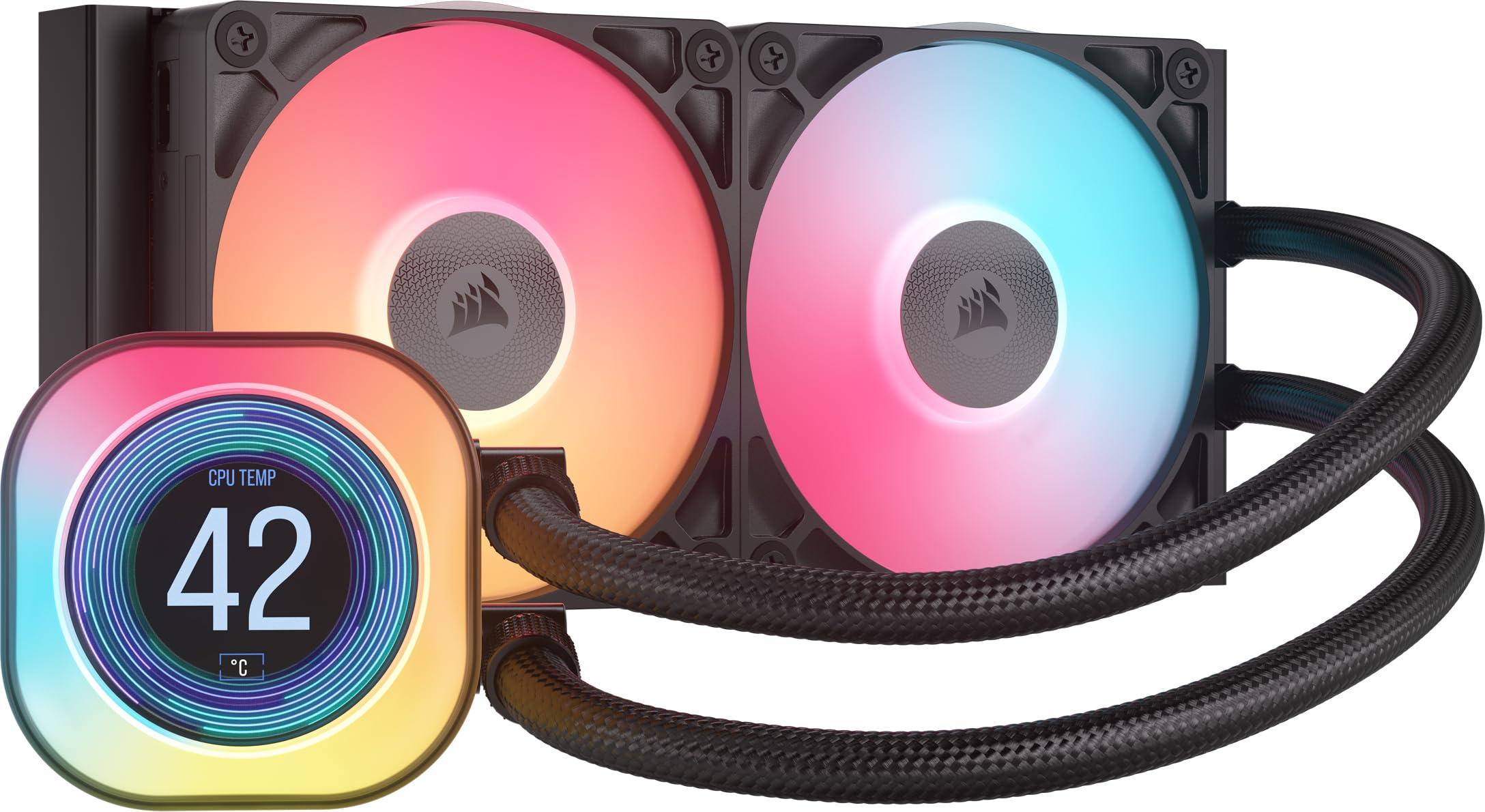 corsair-icue-link-titan-240-rx-lcd-raffreddatore-cpu-a-liquido-motore-di-raffreddamento-flowdrive-intel-lga-1851-1700-amd-am5-am4-2x-rx120-ventole-rgb-icue-link-system-hub-incluso-nero