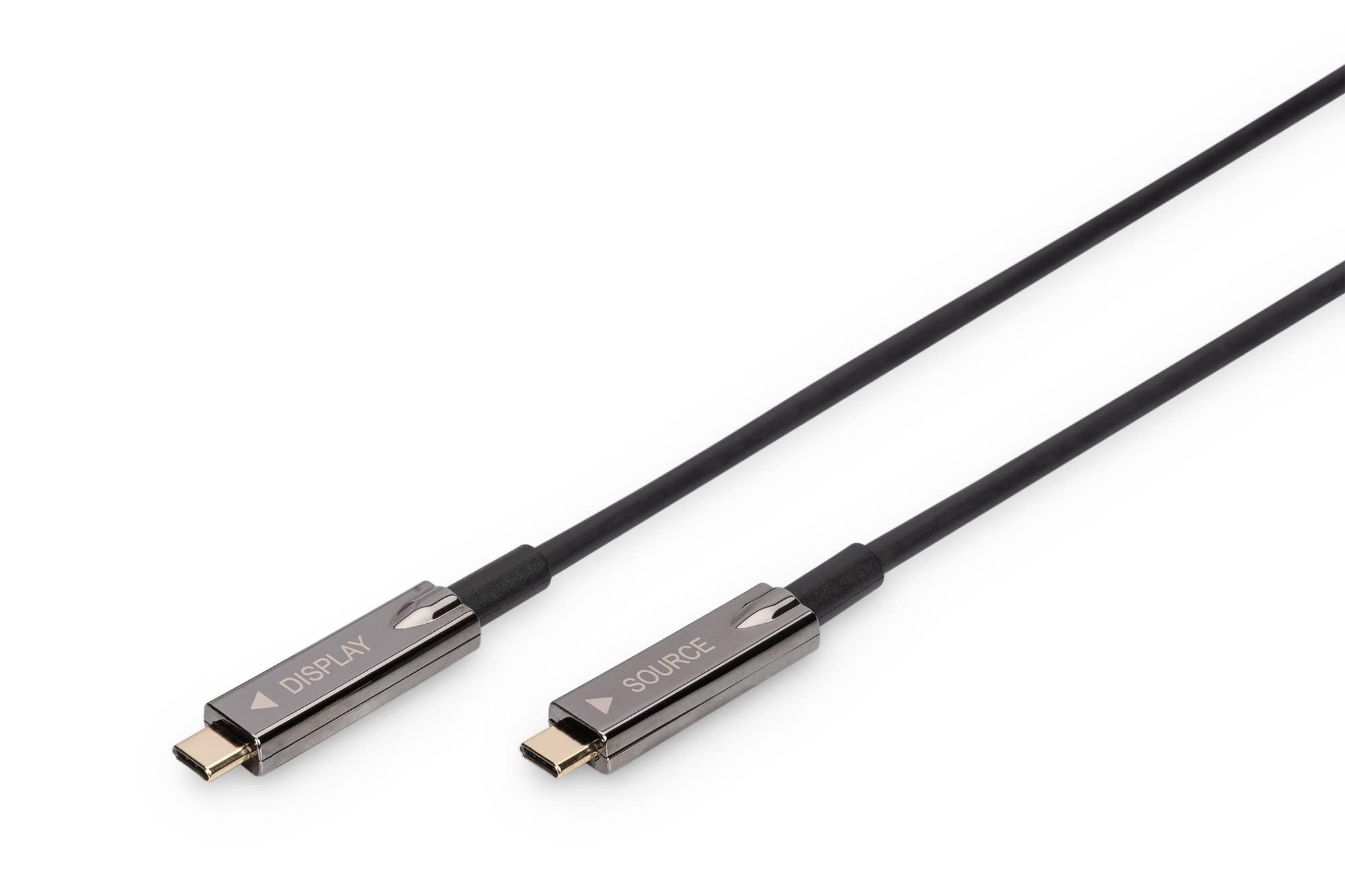 digitus-cavo-usb-c-in-fibra-ottica-cavo-video-usb-15-m-uhd-4k-60-hz-1080p-120-hz-displayport-1-2-dp-alt-mode-hdr-edid-yuv-4-4-4-aoc-hybrid-nero