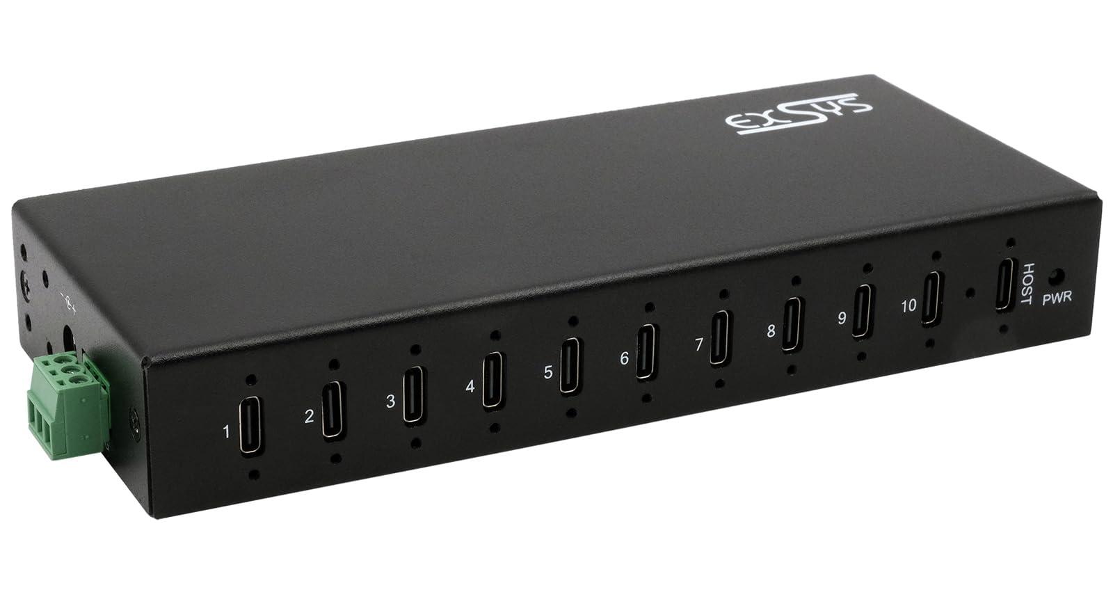 exsys-gmbh-10-port-usb-3-2-gen-2x1-metall-hub-10x-usb-c-79-5w-ex-12270hms