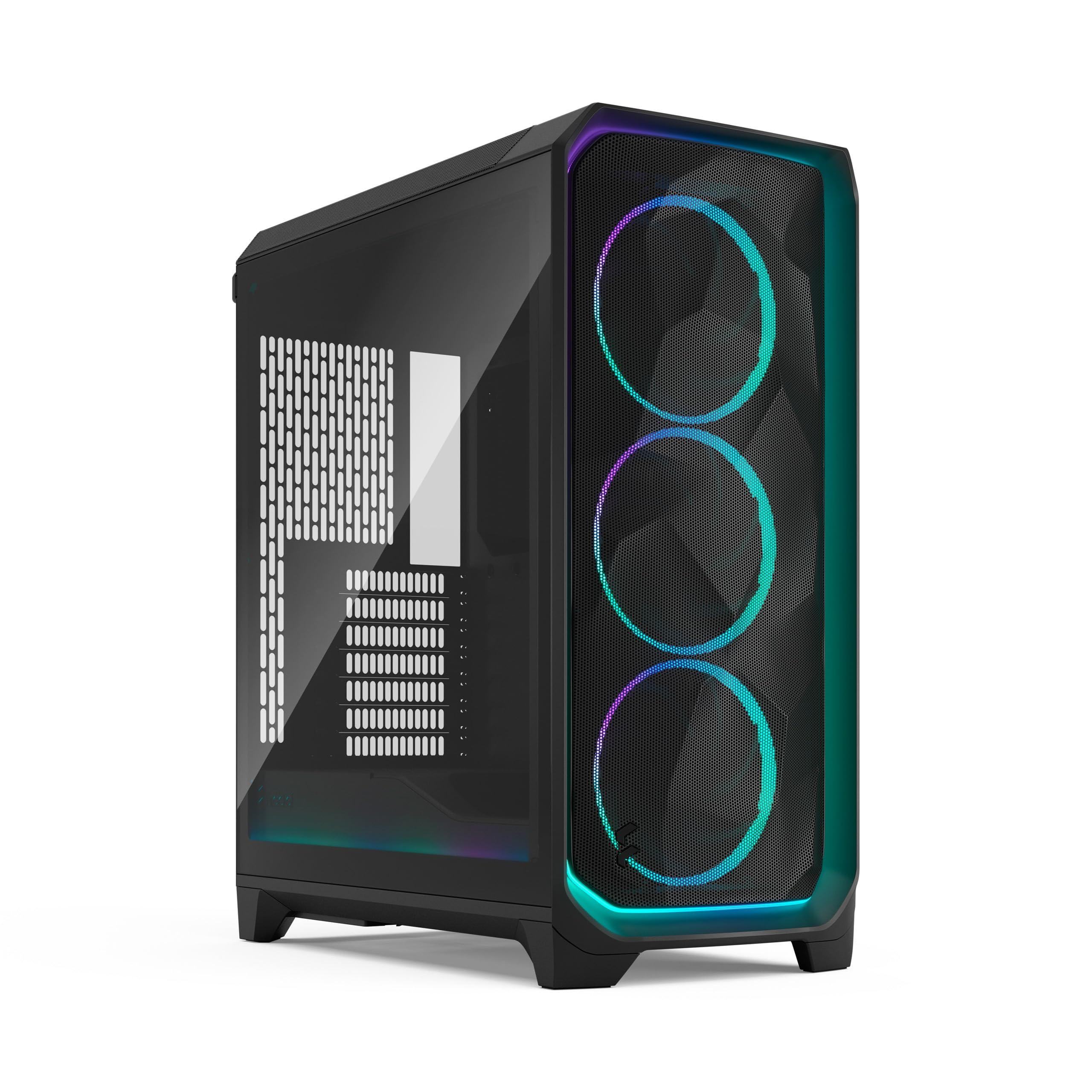 fractal-design-meshify-3-ambience-pro-rgb-black-tempered-glass-light-tint-high-airflow-pc-gaming-case-mesh-front-panel-adjust-pro-hub-and-three-argb-momentum-14-fans-included
