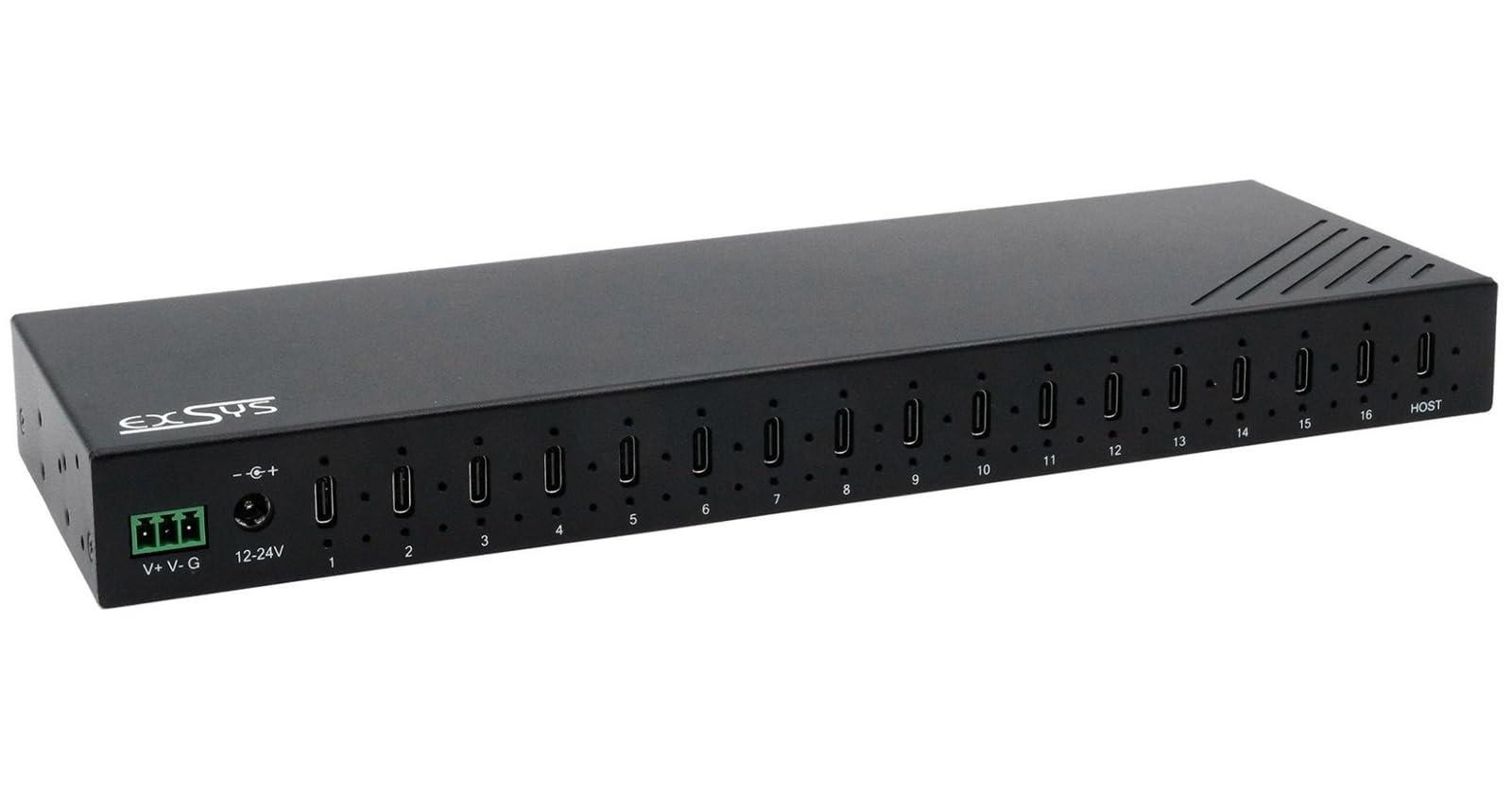 exsys-ex-12276hms-16-port-usb-3-2-gen-2-metall-hub-mit-16x-c-anschl-sse-ex-12276hms