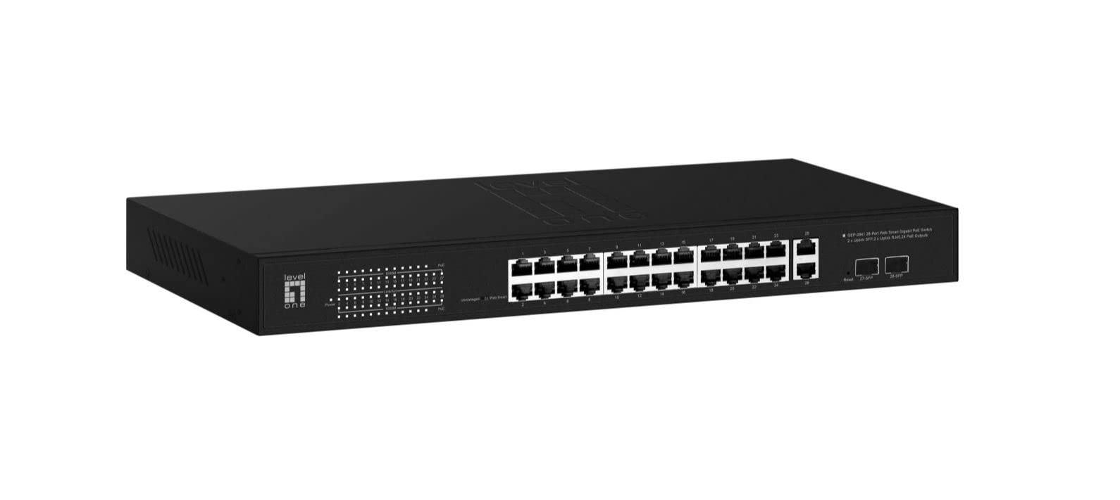 levelone-gep-2841-managed-l2-gigabit-ethernet-10-100-1000-power-over-ethernet-poe-rack-einbau-1u