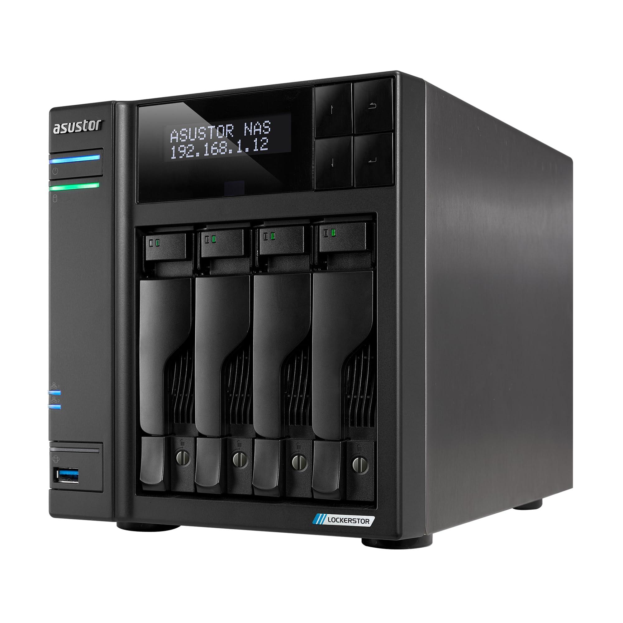 asustor-lockerstor-4-gen2-as6704t-v2-4-bay-nas-quad-core-2-0ghz-cpu-2-5gbe-ports-4gb-ram-ddr4-4-m-2-ssd-slots-network-attached-storage-senza-dischi
