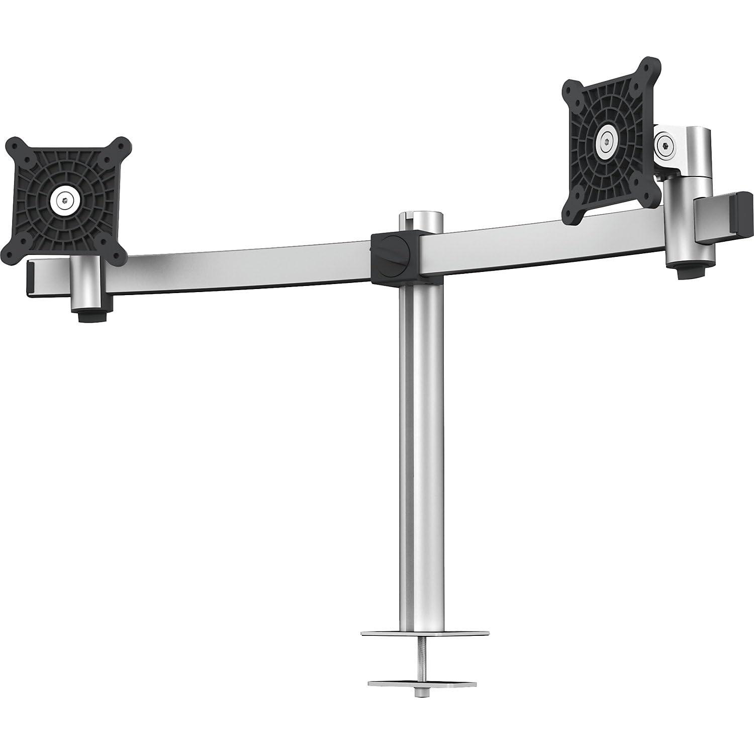 durable-braccio-porta-monitor-per-due-monitor-con-perno-per-foro-passacavo-per-monitor-da-21-27-con-attacco-vesa-ruotabile-di-360-inclinabile-altezza-regolabile-508623-argento