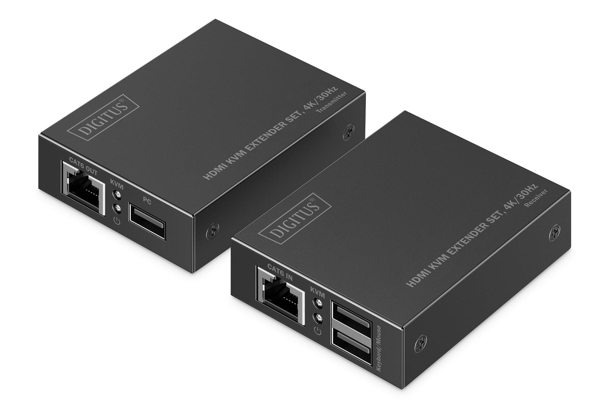 digitus-set-estensore-hdmi-kvm-uhd-4k-30hz-portata-40-m-hdmi-1-4-latenza-ultra-bassa-trasmettitore-e-ricevitore-2x-usb-per-mouse-e-tastiera-poc-punto-a-punto-cat-6-nero