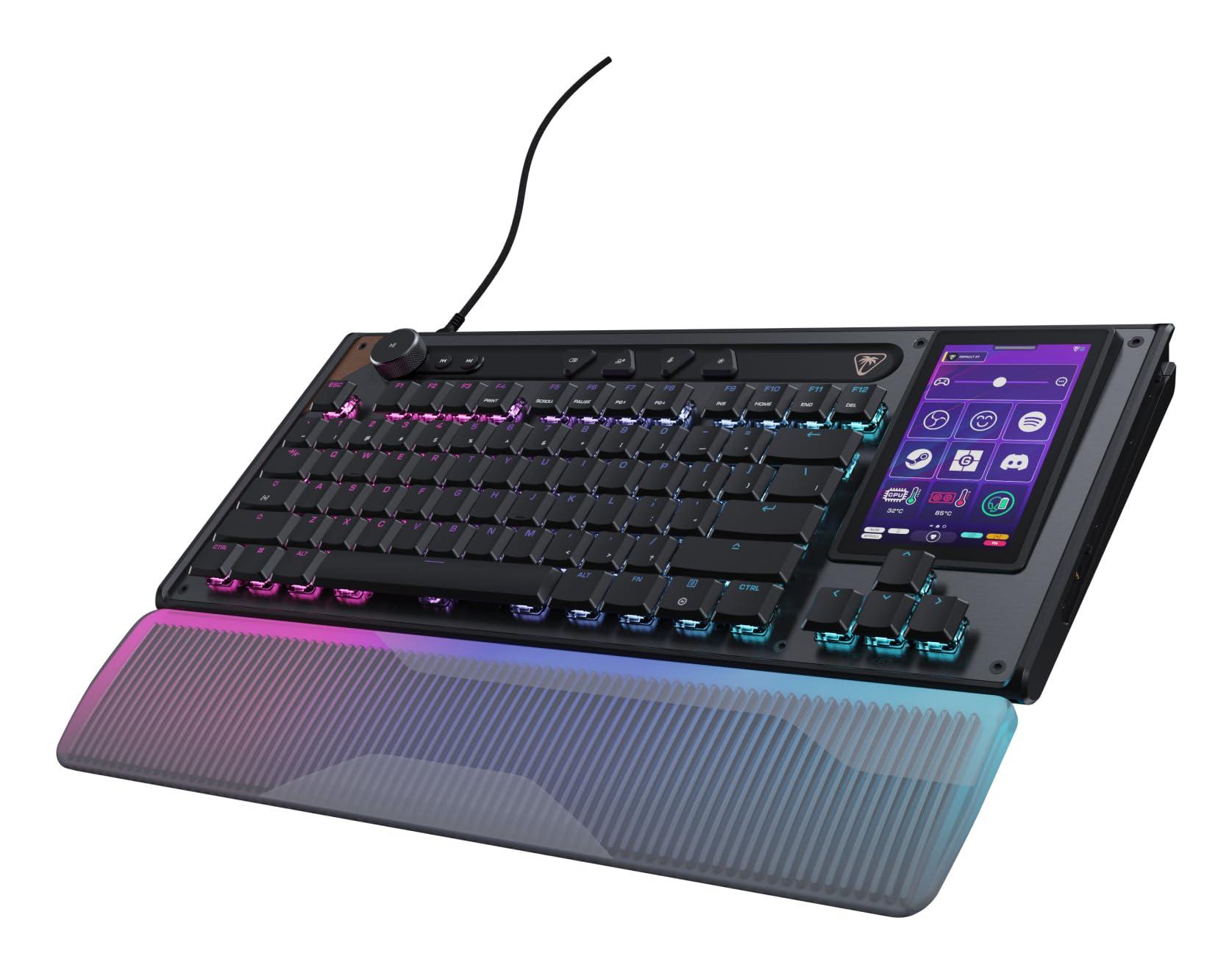 turtle-beach-command-series-kb7-tkl-tastiera-da-gioco-cablata-con-schermo-touch-screen-da-4-3-pollici-interruttore-effetto-sala-in-titanio-a-basso-profilo-query-reale-8k-illuminazione-rgb-layout