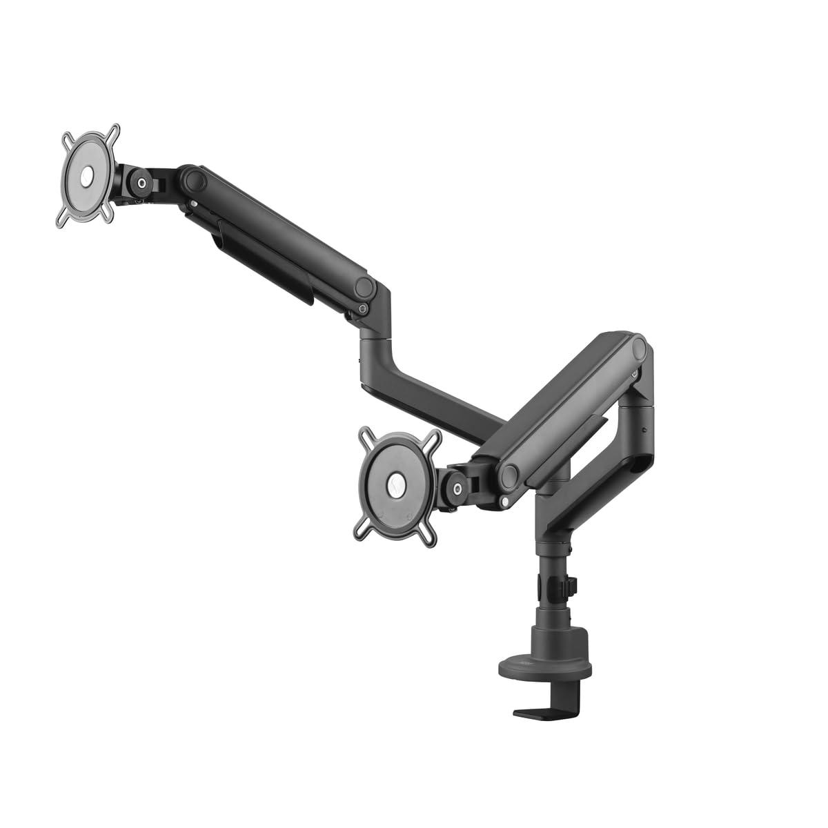 braccio-doppio-monitor-universale-heavy-duty-one-for-all-17-50-pollici-vesa-75-300-mm-regolazione-dell-altezza-inclinazione-70-rotazione-180-e-rotazione-360-20-kg-per-schermo-nero-dm5110