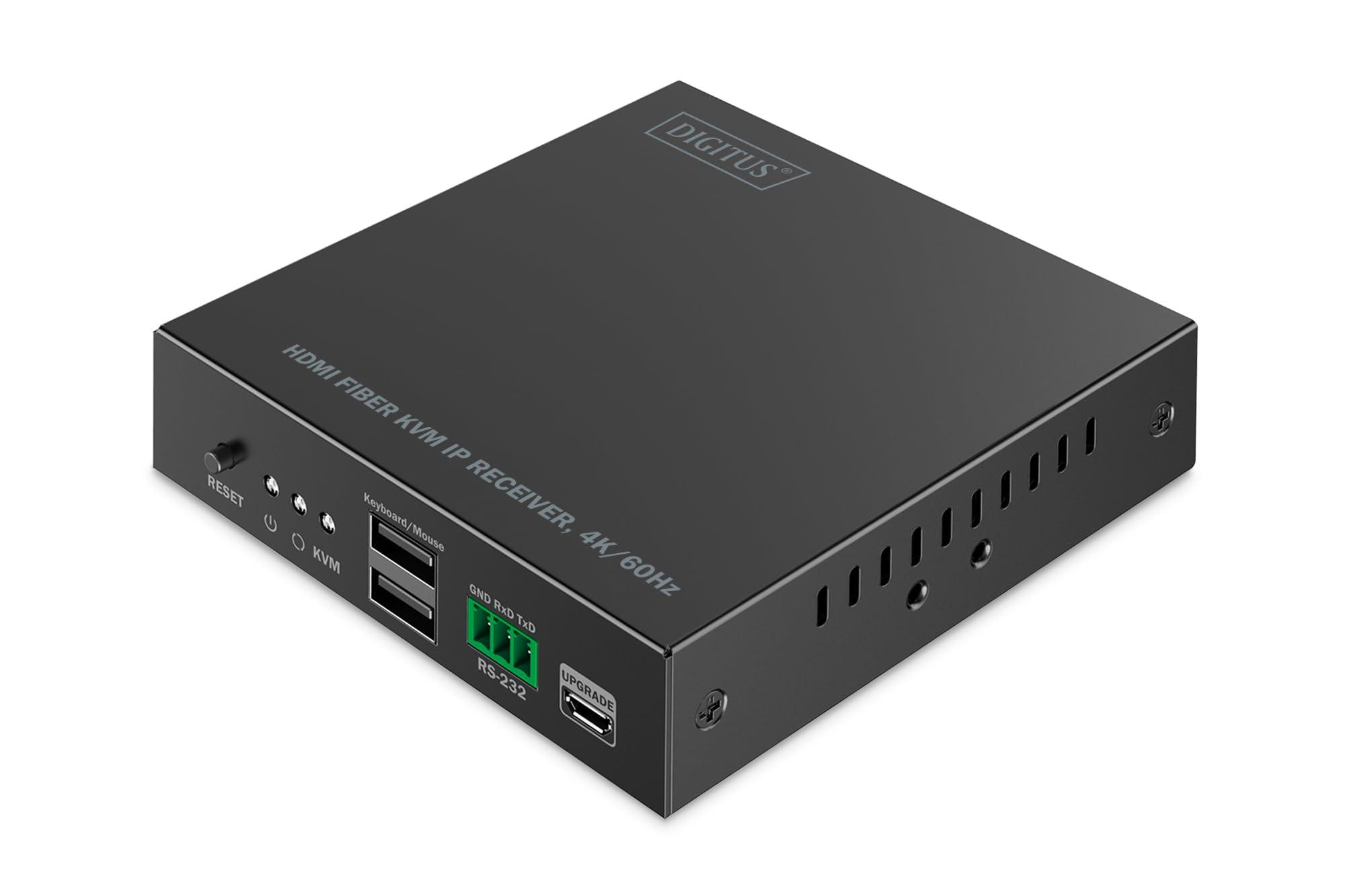 digitus-hdmi-fiber-kvm-ip-extender-ricevitore-per-ds-55348-uhd-4k-60hz-hdmi-2-0-portata-mm-300-m-e-sm-40-km-2x-usb-per-mouse-tastiera-punto-a-punto-nero